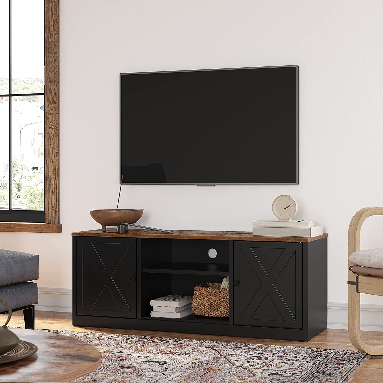 TV-Schrank mit verstellbaren Ablagen Vintagebraun-schwarz