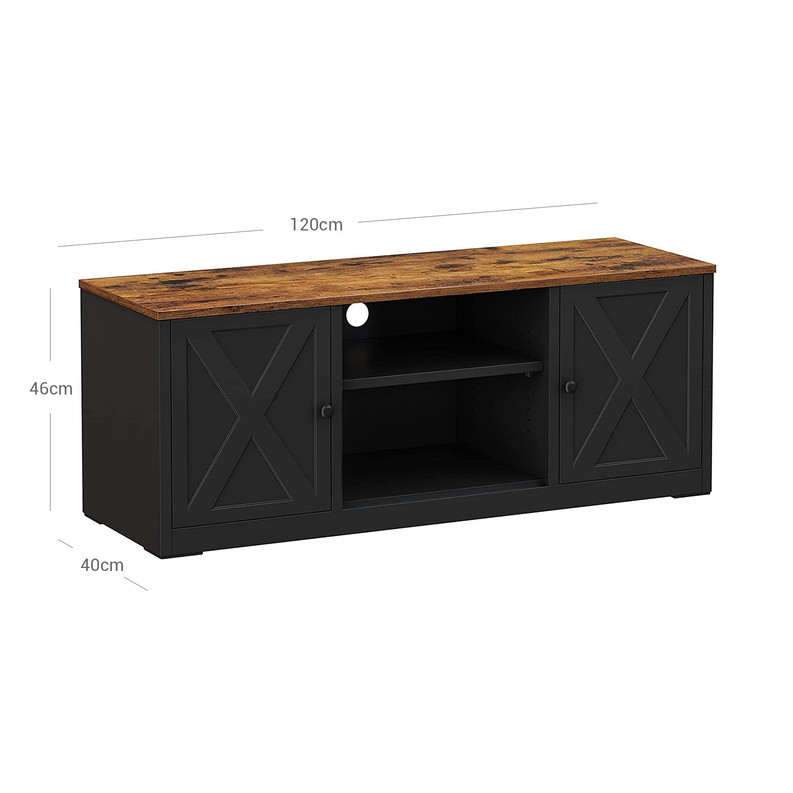 TV-Schrank mit verstellbaren Ablagen Vintagebraun-schwarz