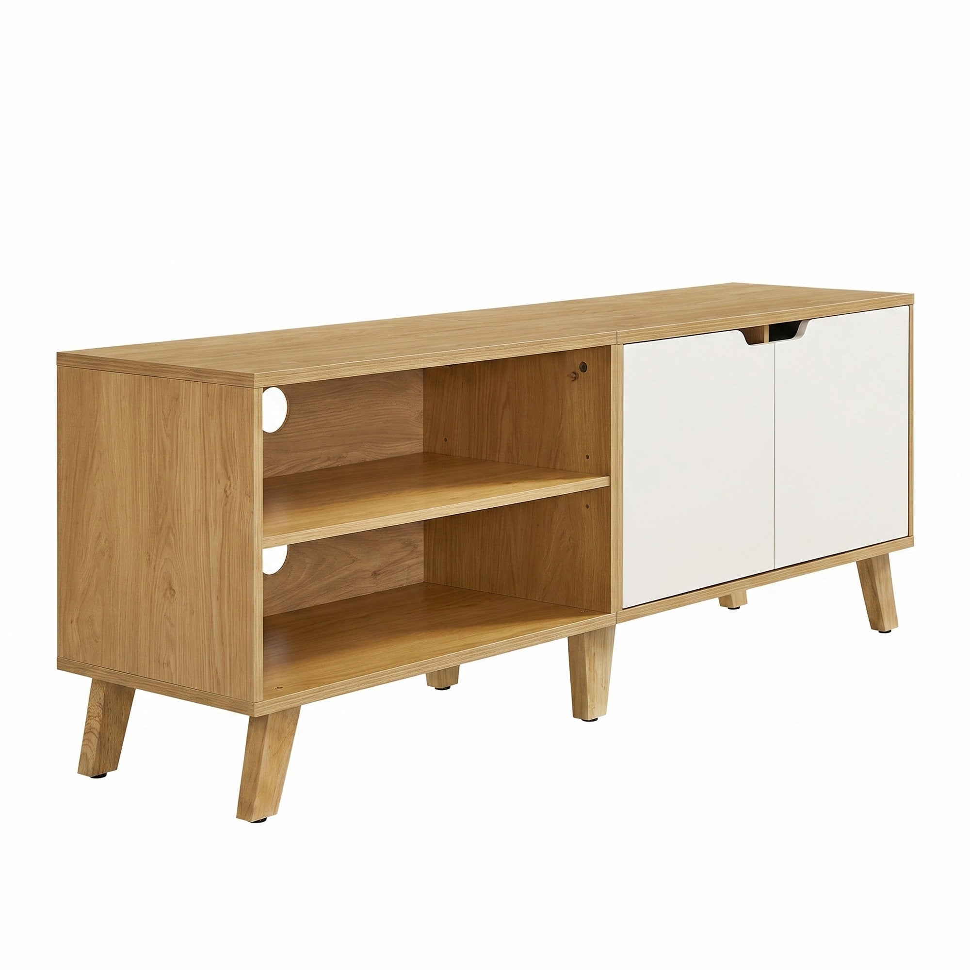 TV-Schrank, Fernsehtisch mit 2 Türen, 140 cm lang