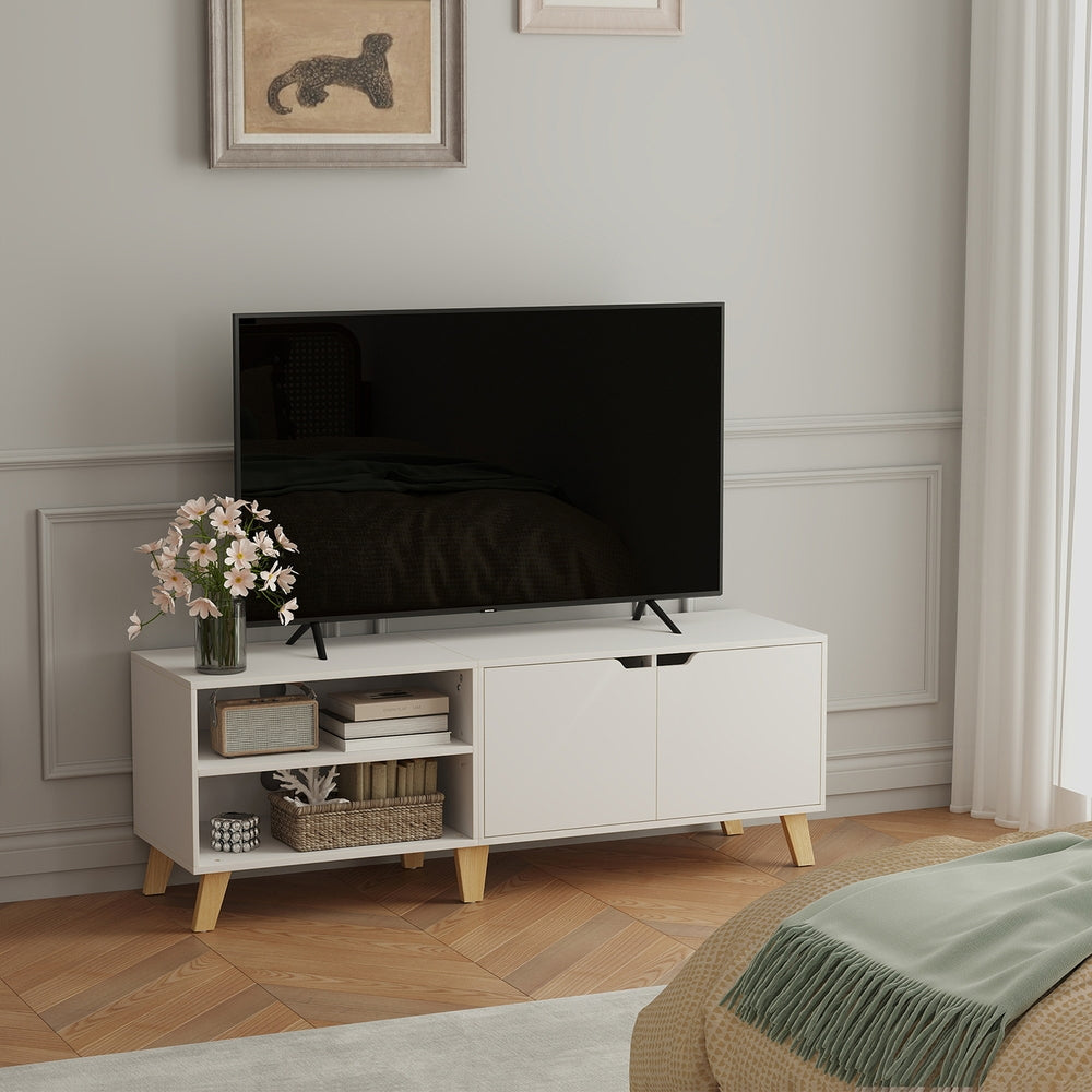TV-Schrank, Fernsehtisch mit 2 Türen, 140 cm lang