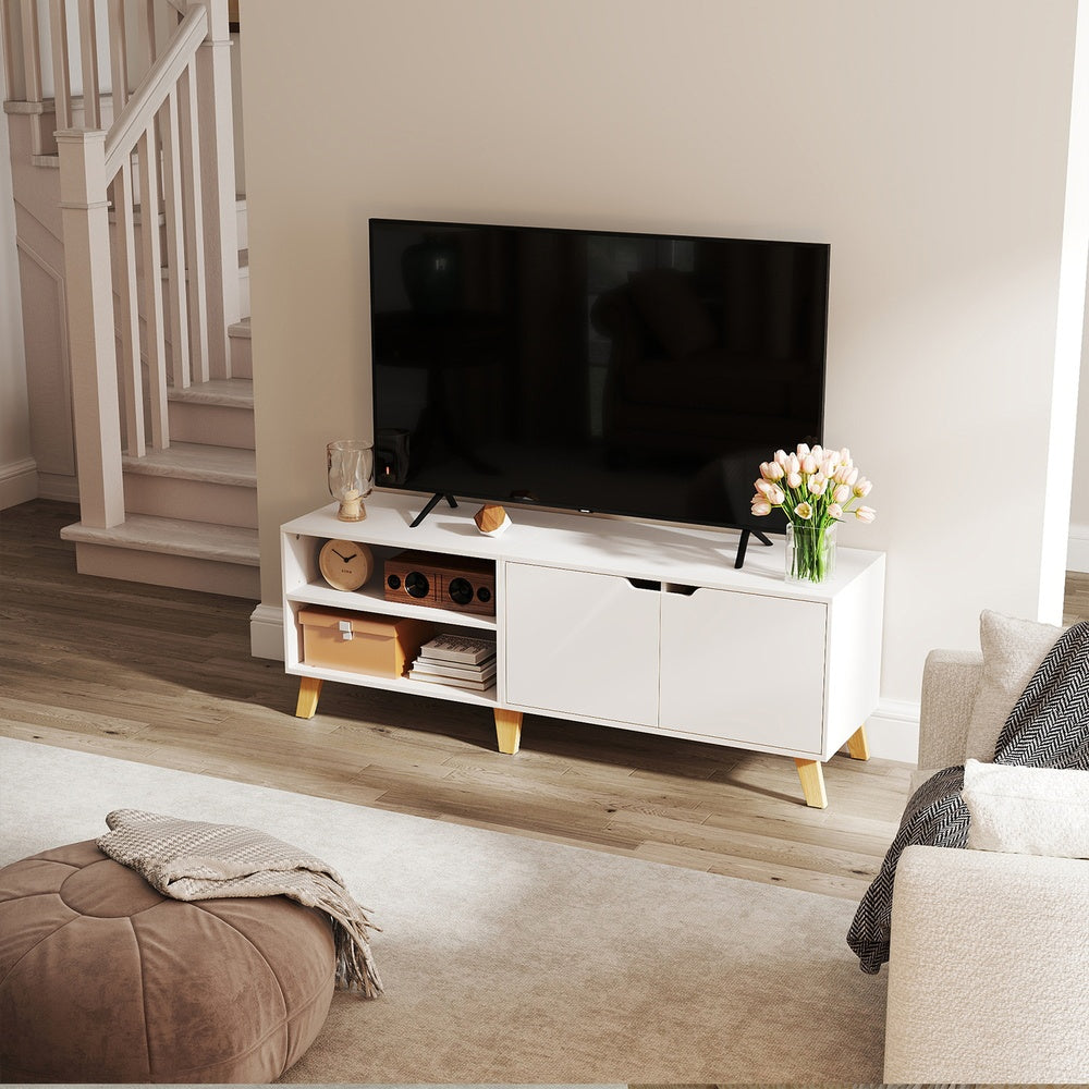 TV-Schrank, Fernsehtisch mit 2 Türen, 140 cm lang