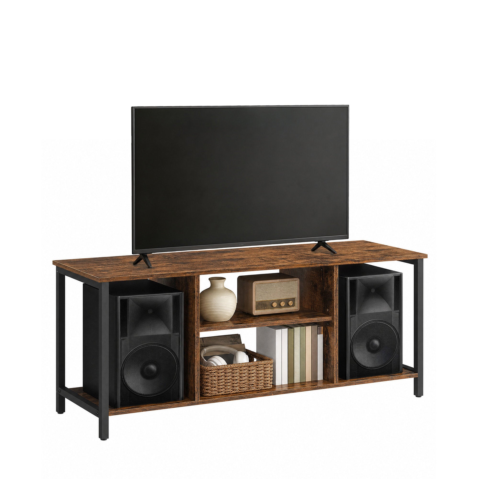 TV-Schrank mit offenen Fächern 40 x 120 x 50 cm vintagebraun-schwarz