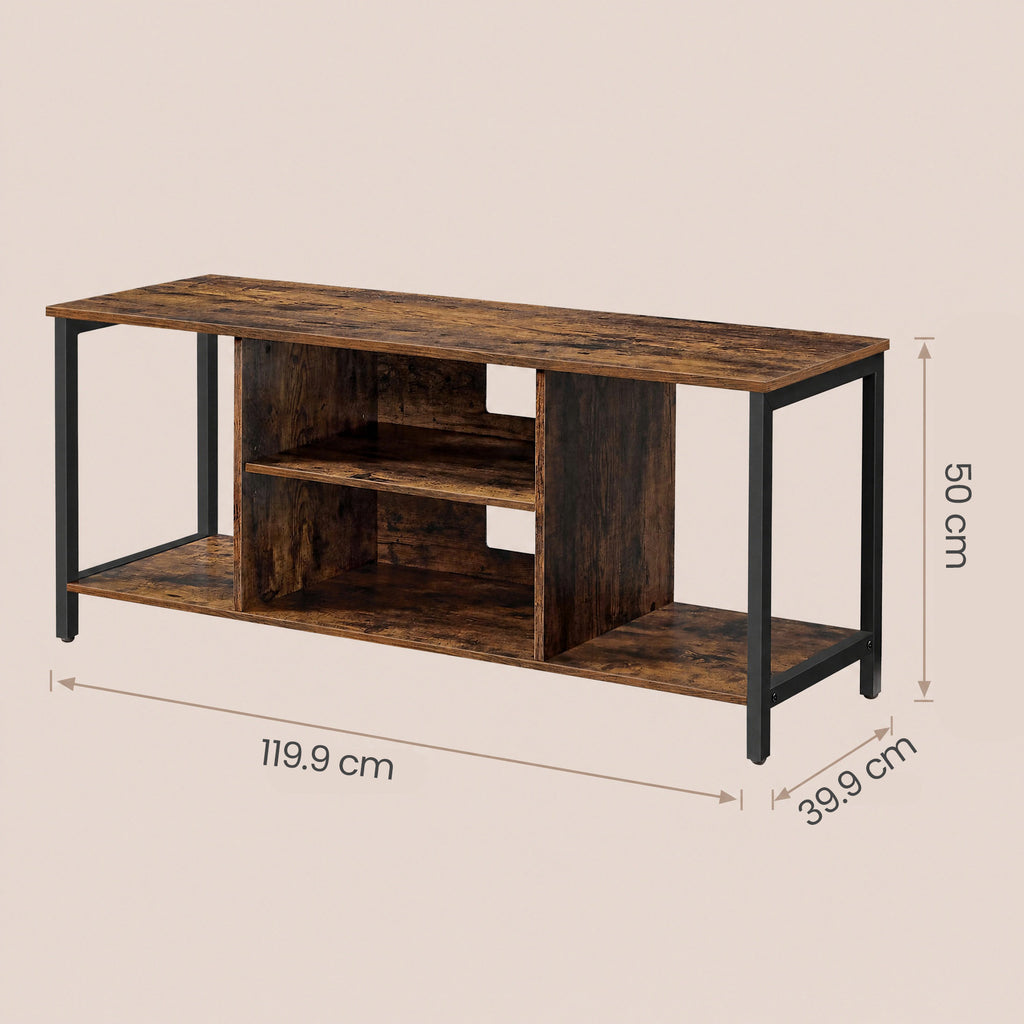 TV-Schrank mit offenen Fächern 40 x 120 x 50 cm vintagebraun-schwarz