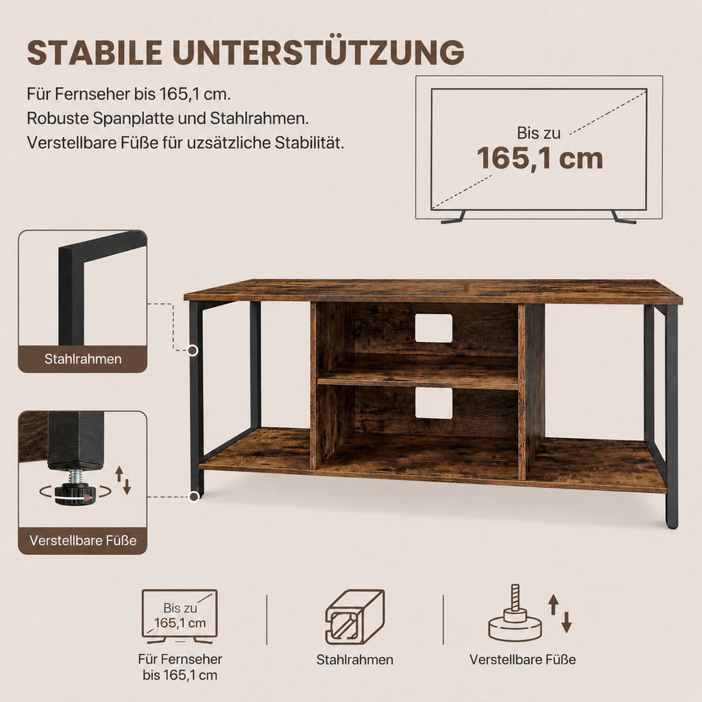 TV-Schrank mit offenen Fächern 40 x 120 x 50 cm vintagebraun-schwarz