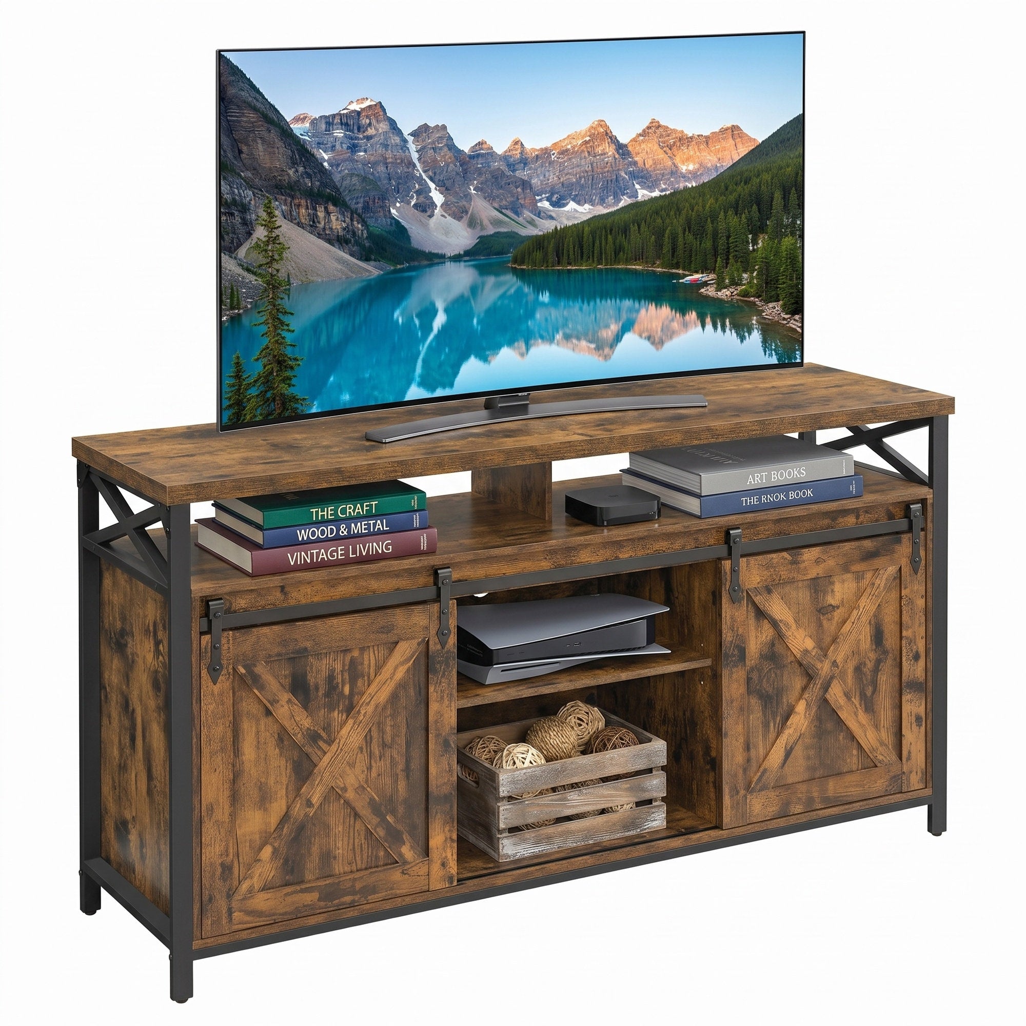 TV-Schrank Landhausstil vintagebraun-schwarz