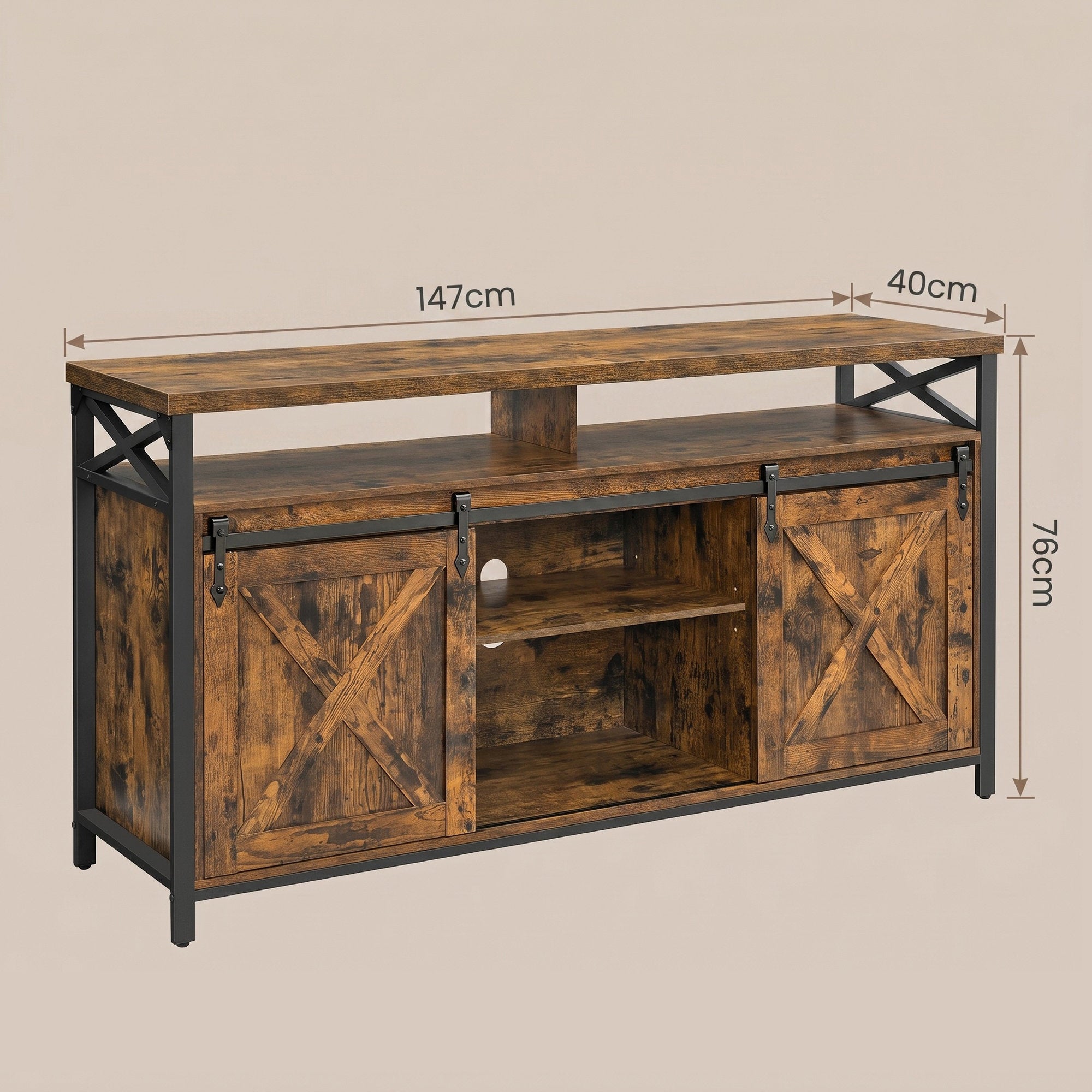 TV-Schrank Landhausstil vintagebraun-schwarz