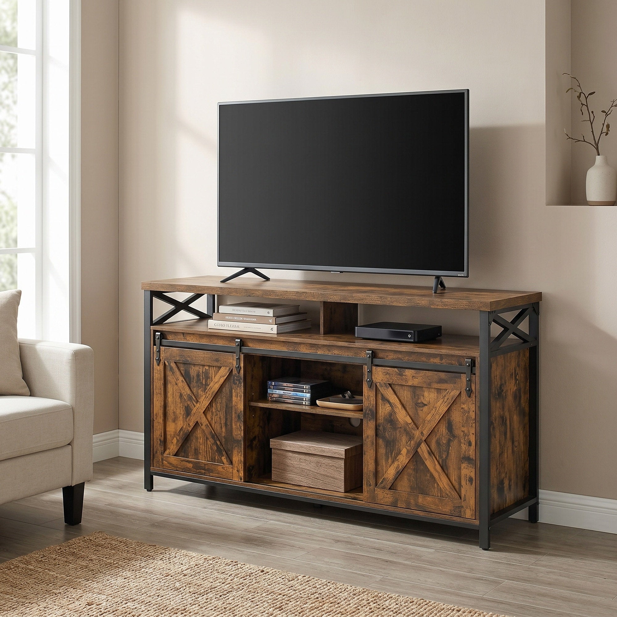 TV-Schrank Landhausstil vintagebraun-schwarz