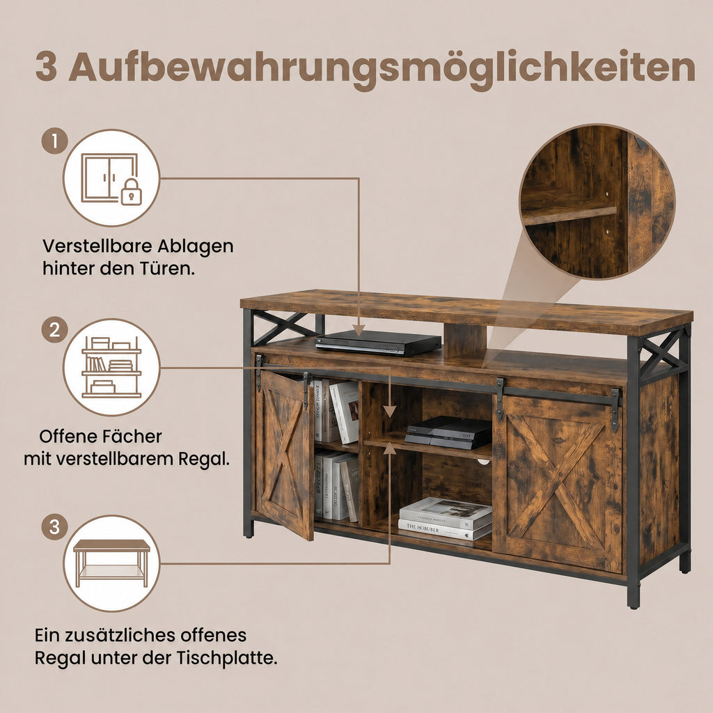 TV-Schrank Landhausstil vintagebraun-schwarz