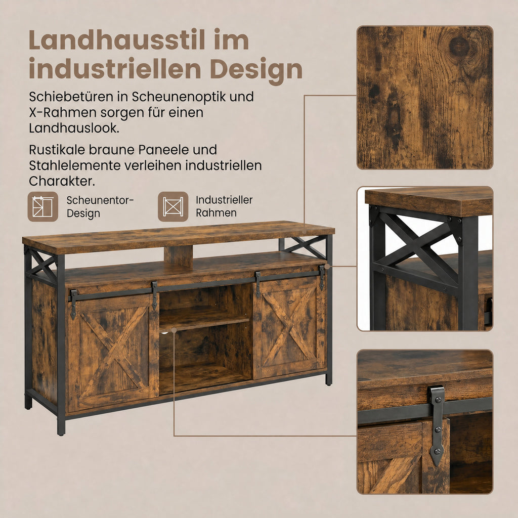 TV-Schrank Landhausstil vintagebraun-schwarz