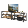 TV-Lowboard mit Stahlrahmen, Fernsehtisch für Wohnzimmer, mit Stauraum