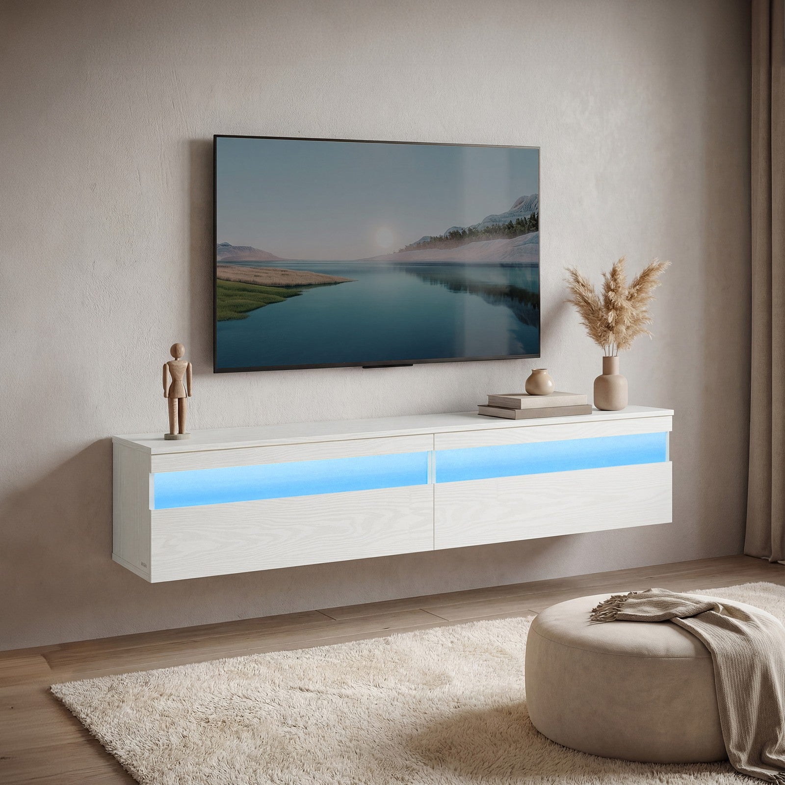 Schwebendes TV-Lowboard für Wohnzimmer, für verschiedene Fernseher, Couchtisch