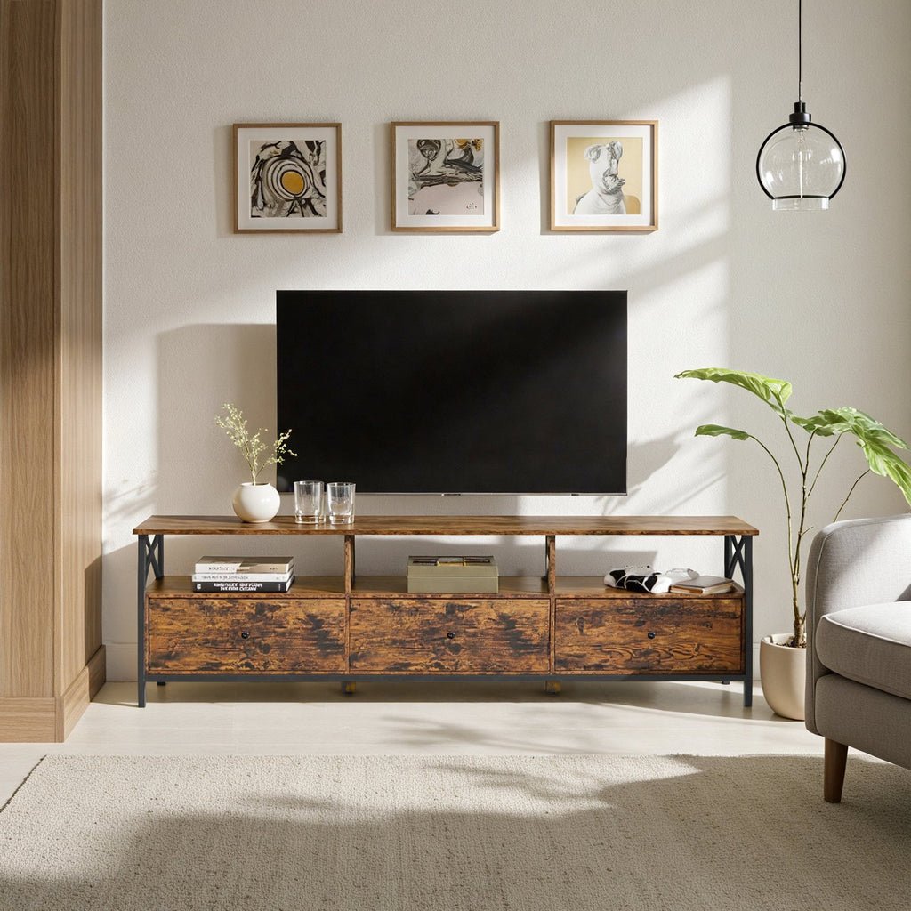 Fernsehtisch, TV-Ständer für Fernseher bis zu 80 Zoll, reichlich Stauraum