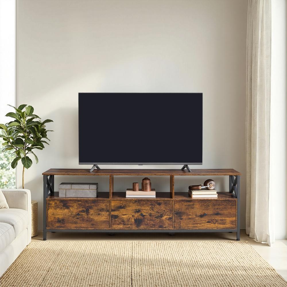 Fernsehtisch, TV-Ständer für Fernseher bis zu 65 Zoll, reichlich Stauraum