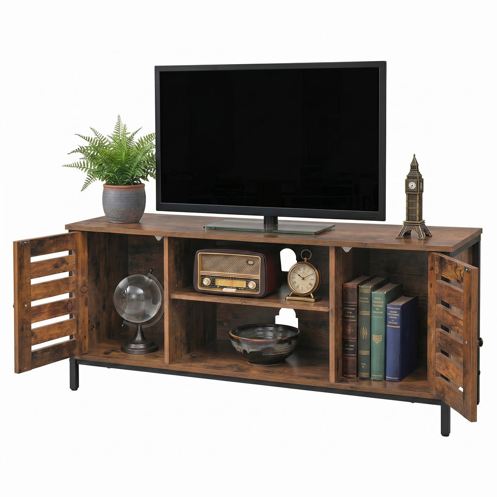 TV-Lowboard mit 2 Schränken und 2 Regalebenen