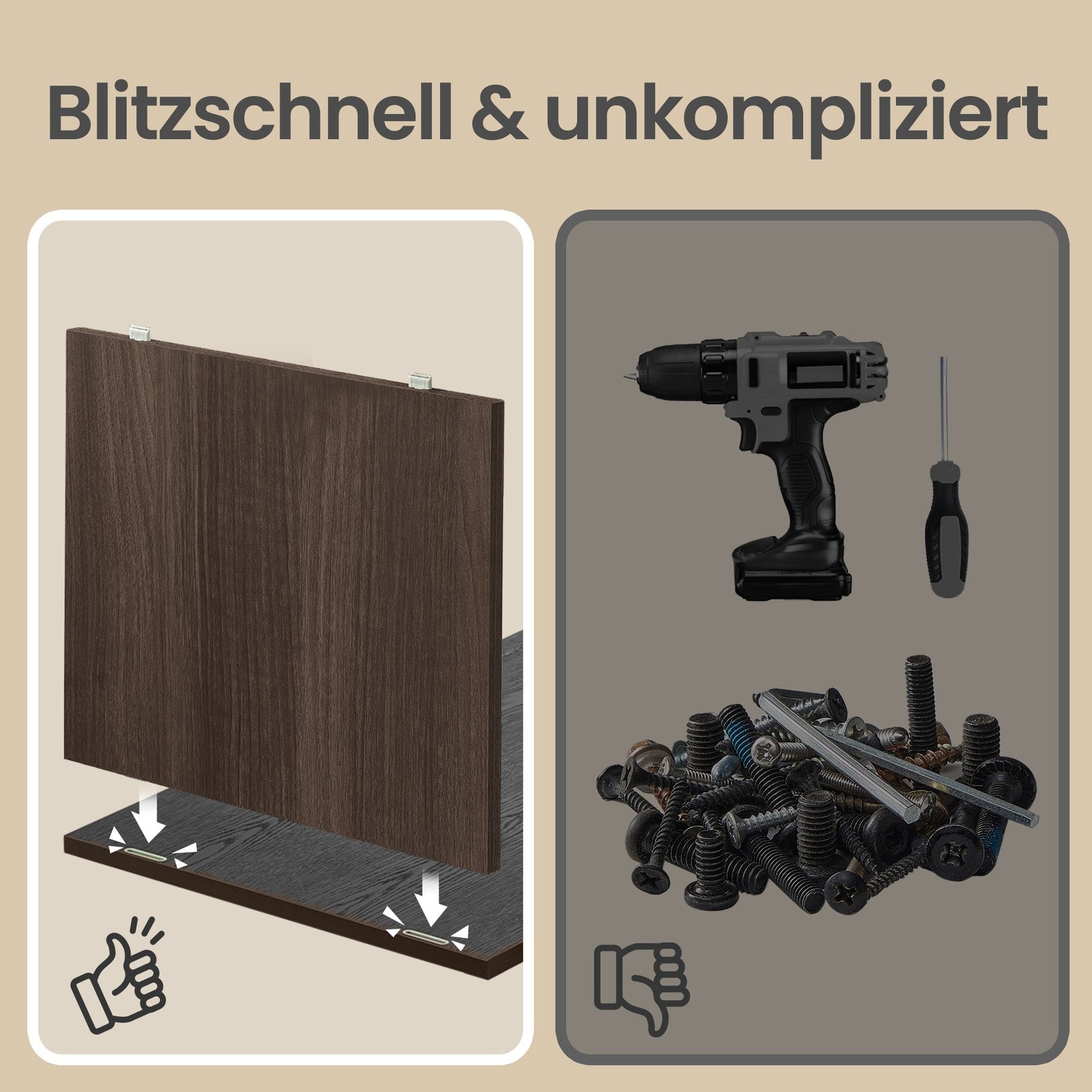 Moderner TV-Schrank, schnelle Montage ohne Werkzeug, Fernsehtisch mit geriffeltem Glas