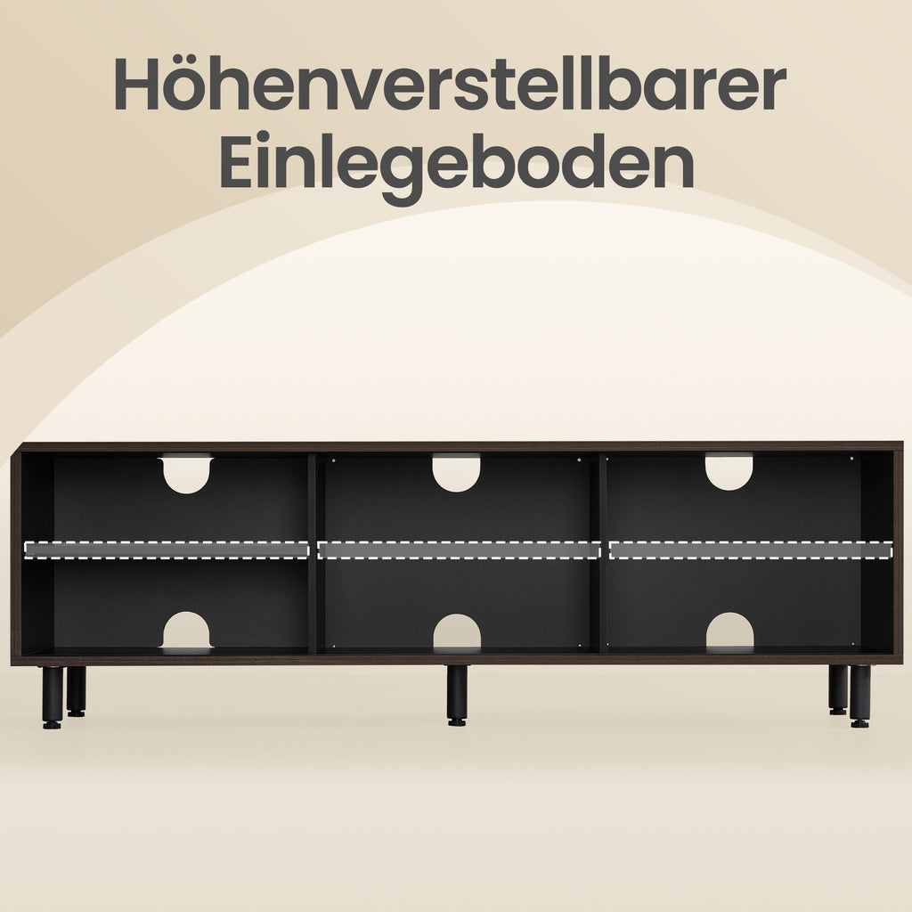 Moderner TV-Schrank, schnelle Montage ohne Werkzeug, Fernsehtisch mit geriffeltem Glas