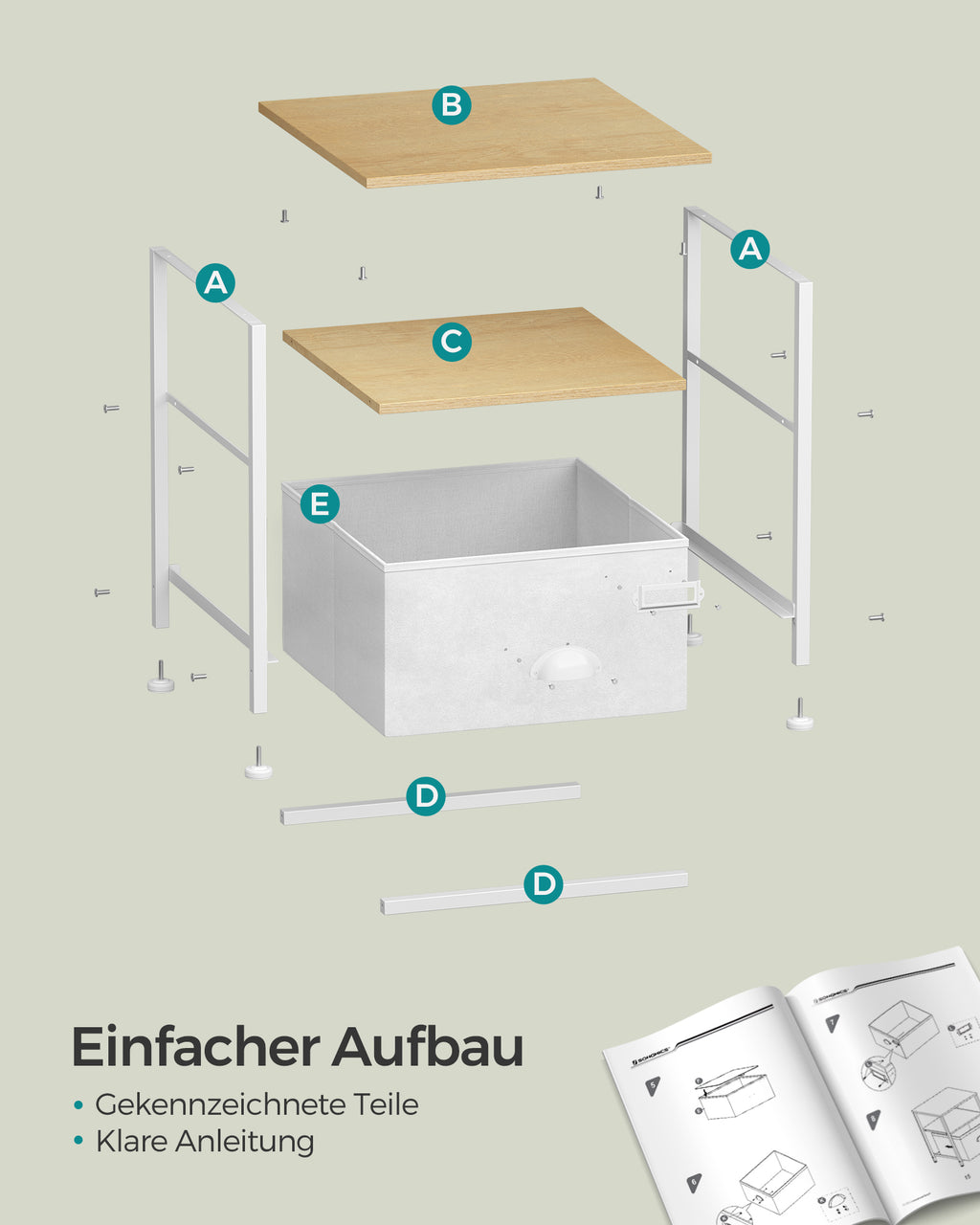 Nachttisch mit Schublade und 2 Ablagen