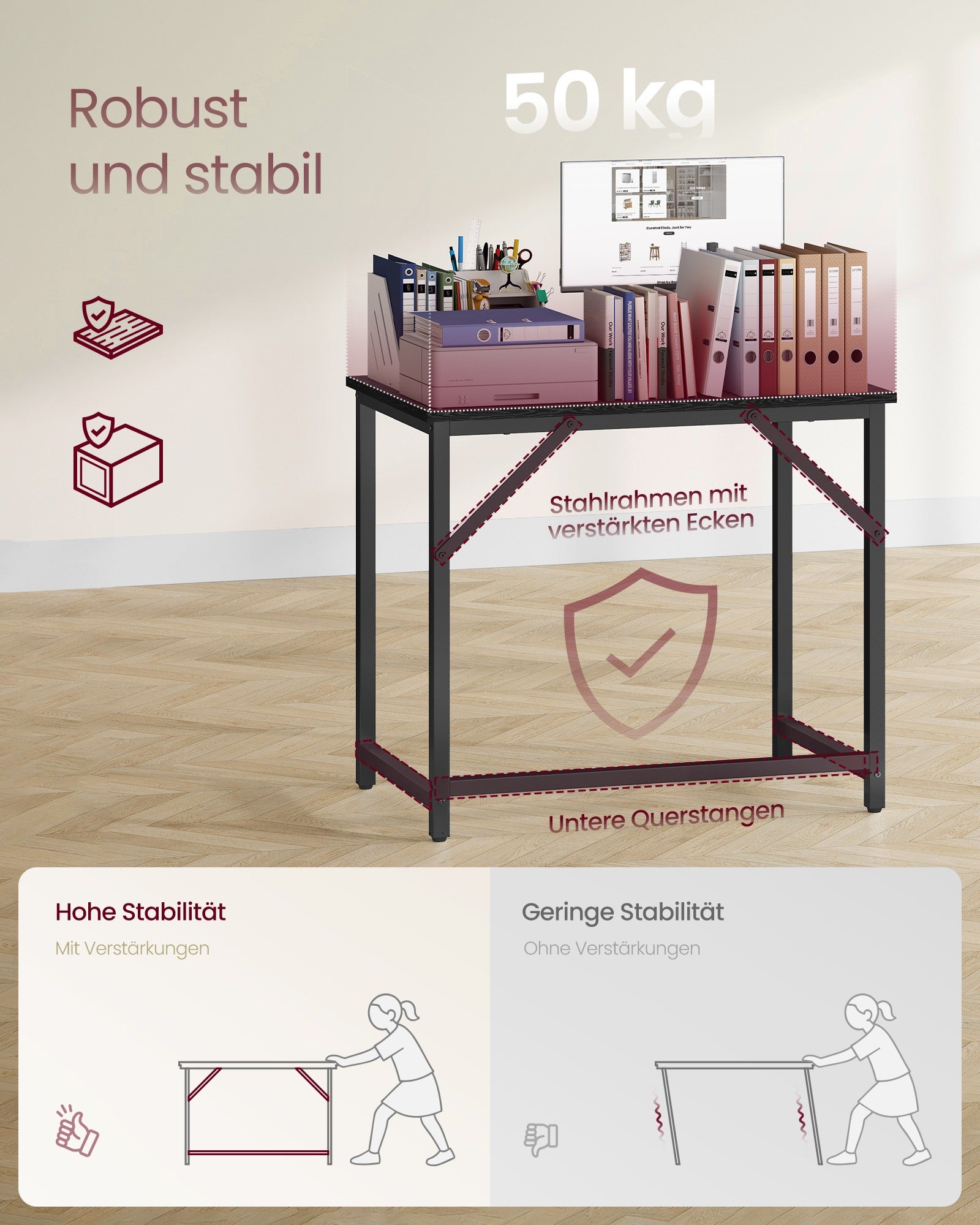 Kleiner Computertisch Industrie-Design schwarz