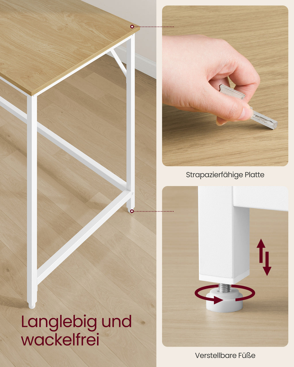 Schreibtisch mit Metallgestell 50 x 80 x 76 cm