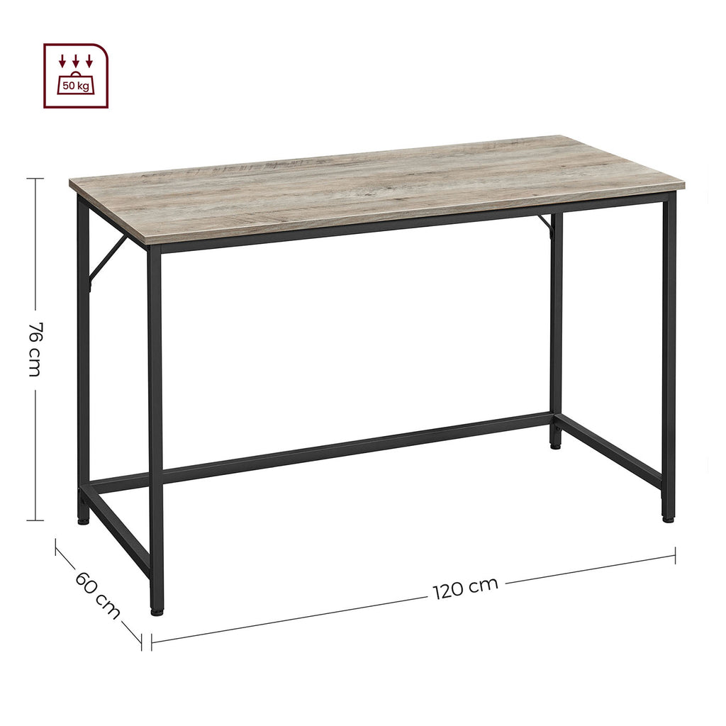 Schreibtisch mit Metallrahmen 60 x 120 x 76 cm greige meliert-tintenschwarz