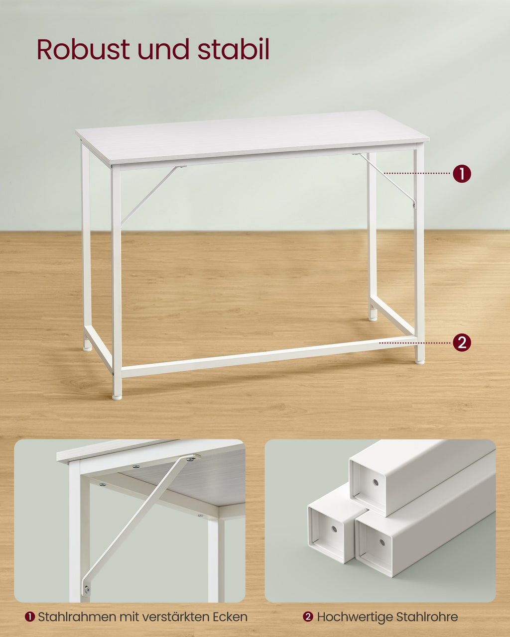 Schreibtisch mit Metallgestell 60 x 120 x 76 cm ahornweiß