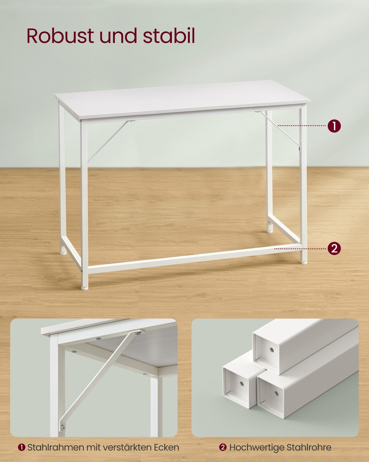 Schreibtisch mit Metallgestell 60 x 120 x 76 cm ahornweiß