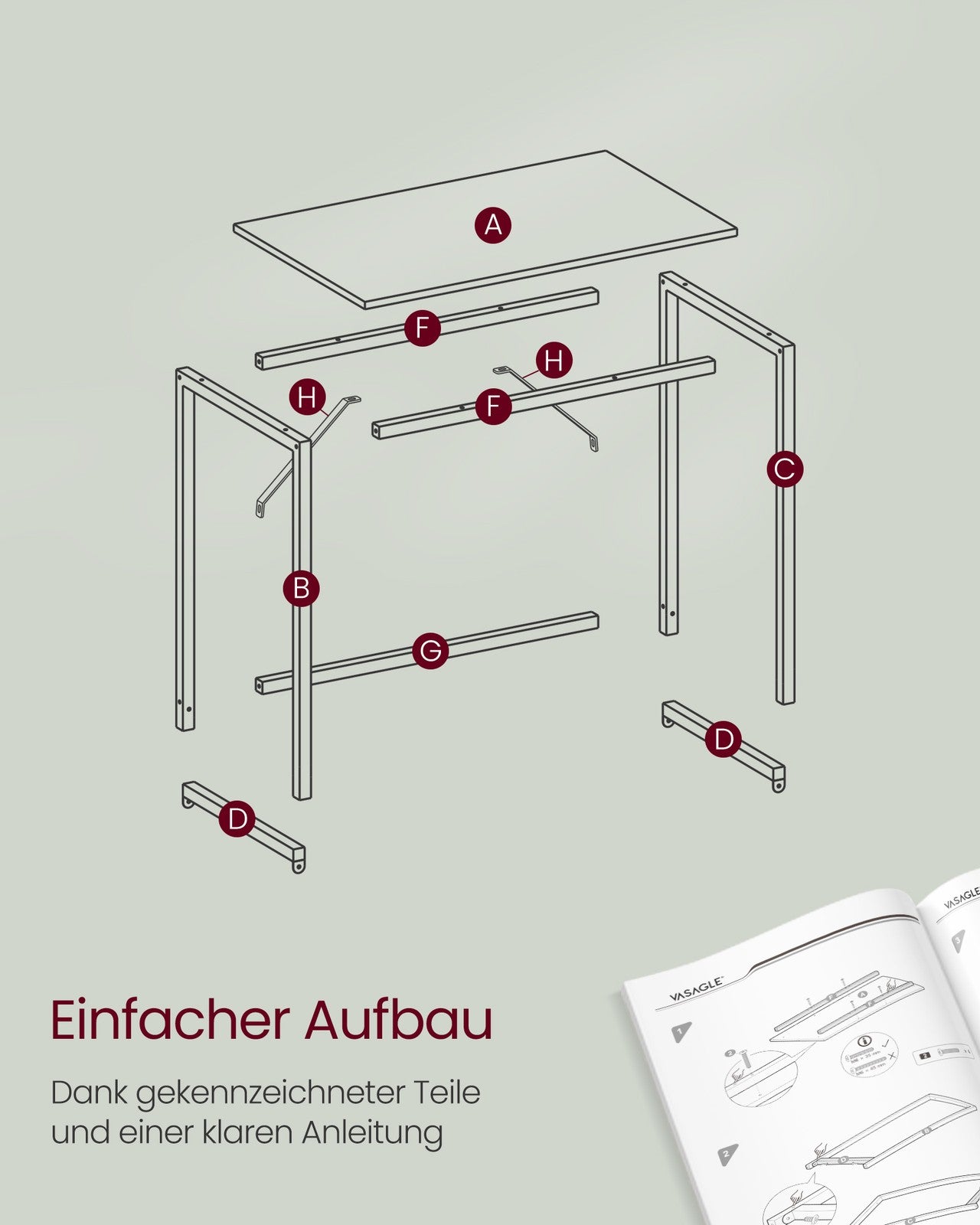 Schreibtisch mit Metallgestell 60 x 120 x 76 cm ahornweiß