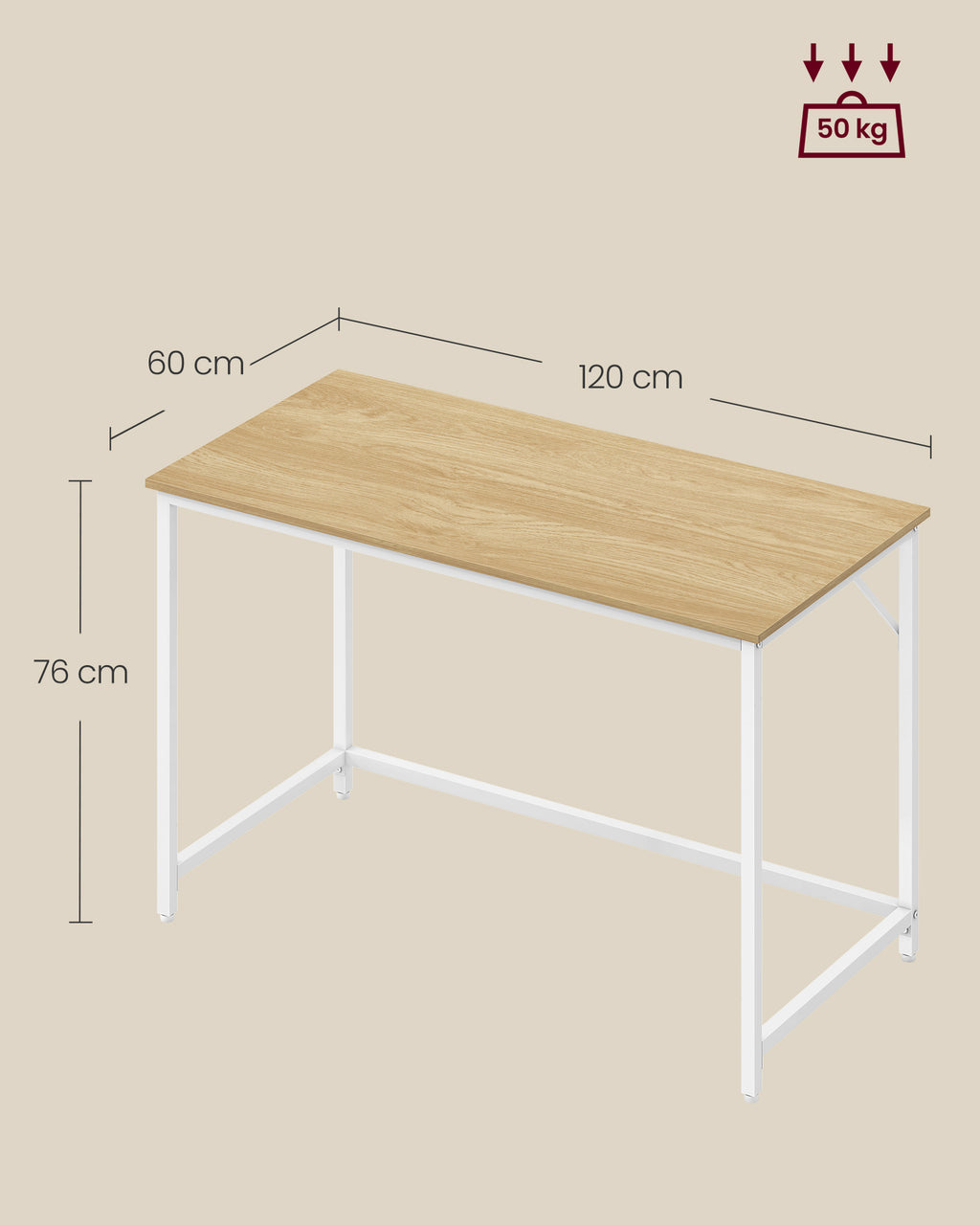 Schreibtisch mit Metallgestell 60 x 120 x 76 cm