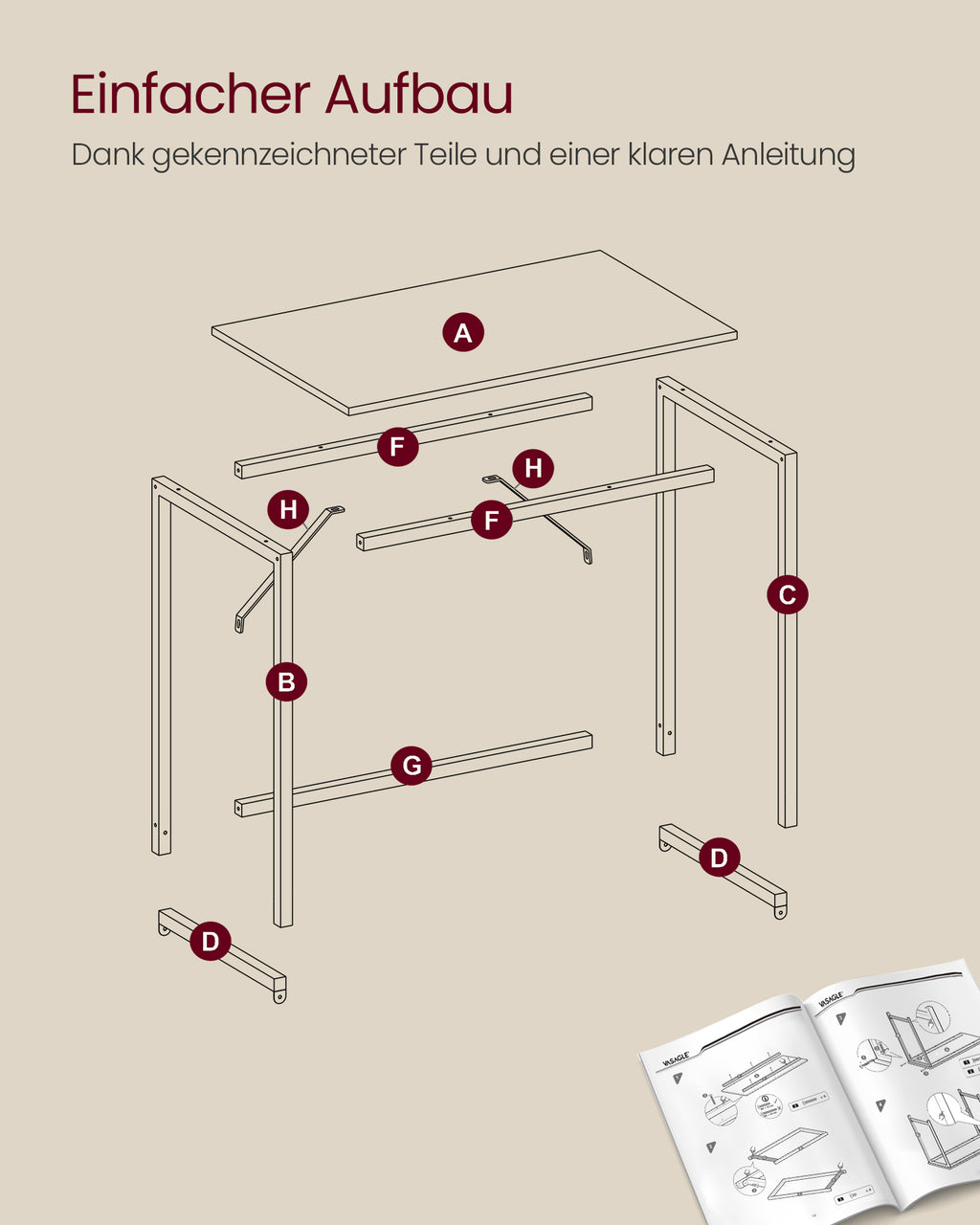 Schreibtisch mit Metallgestell 60 x 120 x 76 cm