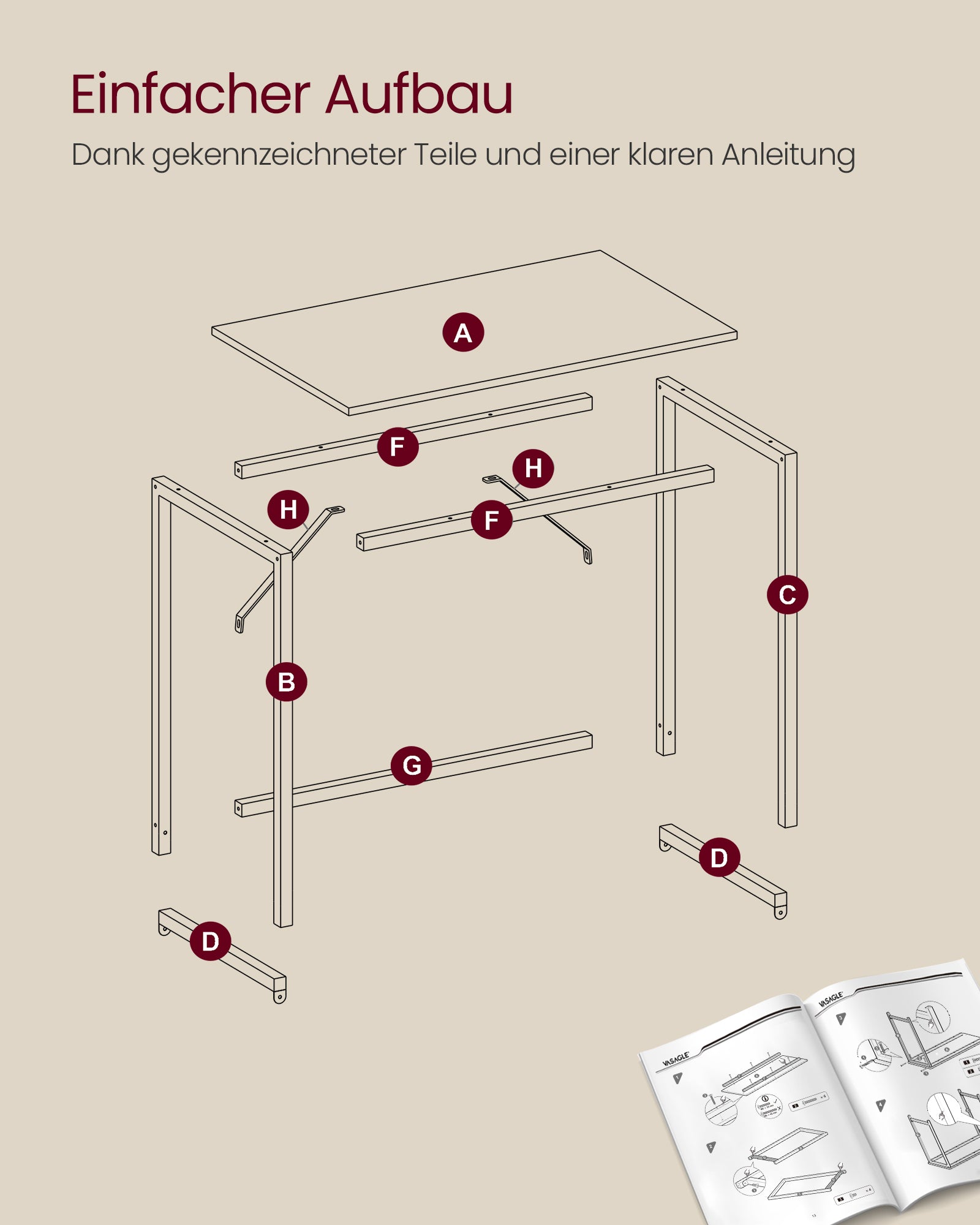 Schreibtisch mit Metallgestell 60 x 120 x 76 cm
