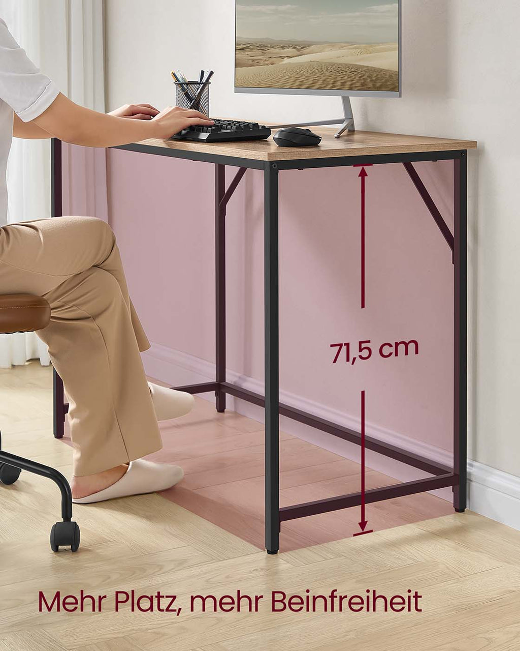 Bürotisch 100 x 50 x 76 cm kamelbraun-tintenschwarz