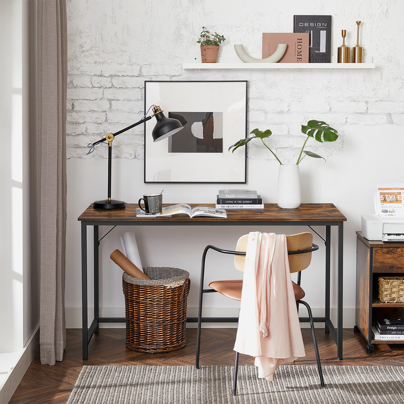 Industrie-Design Schreibtisch Vintagebraun-Schwarz