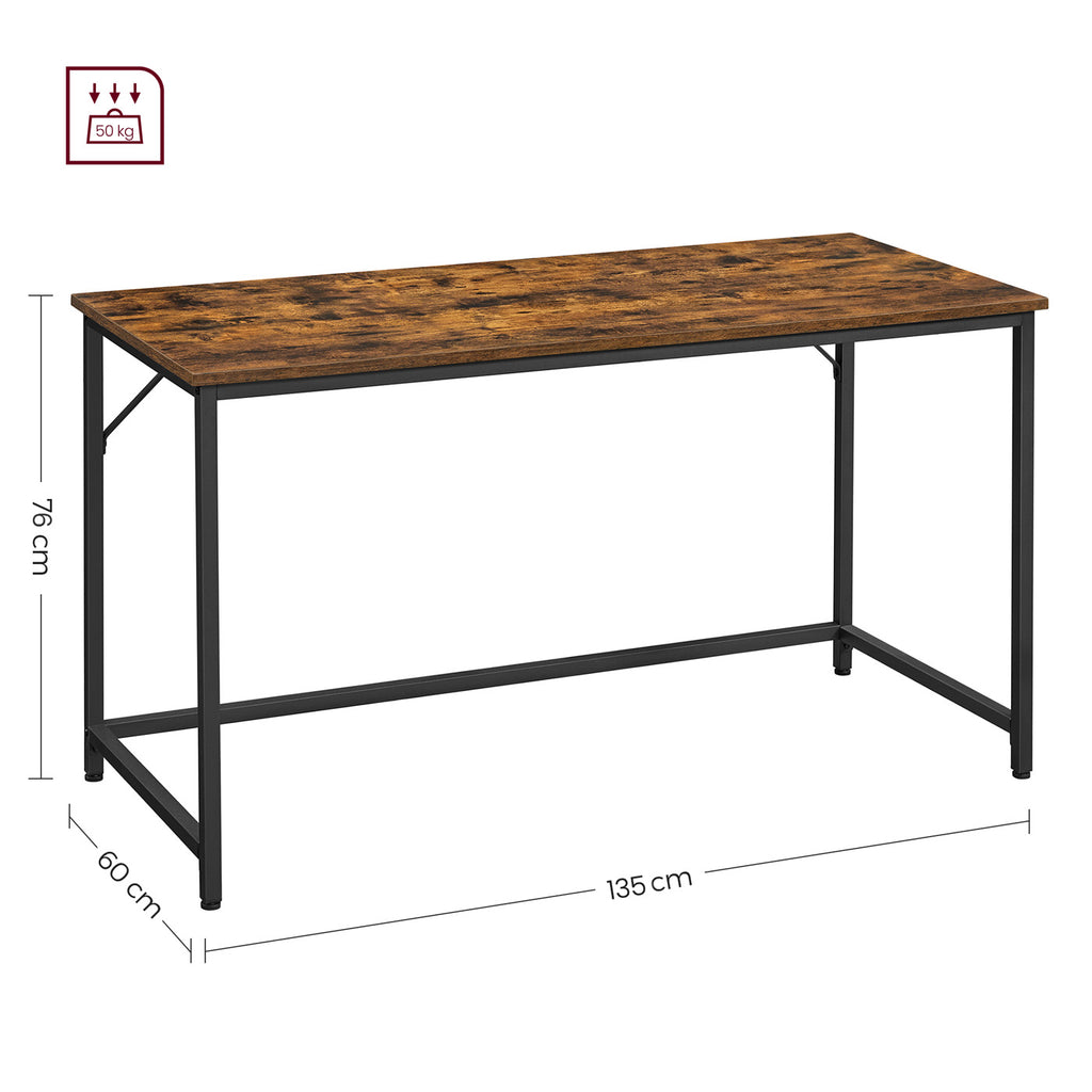 Industrie-Design Schreibtisch Vintagebraun-Schwarz