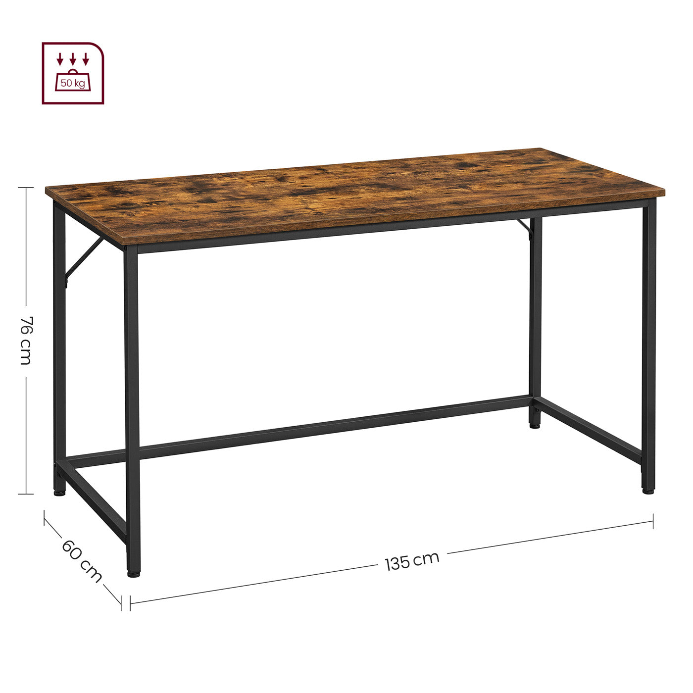 Industrie-Design Schreibtisch Vintagebraun-Schwarz