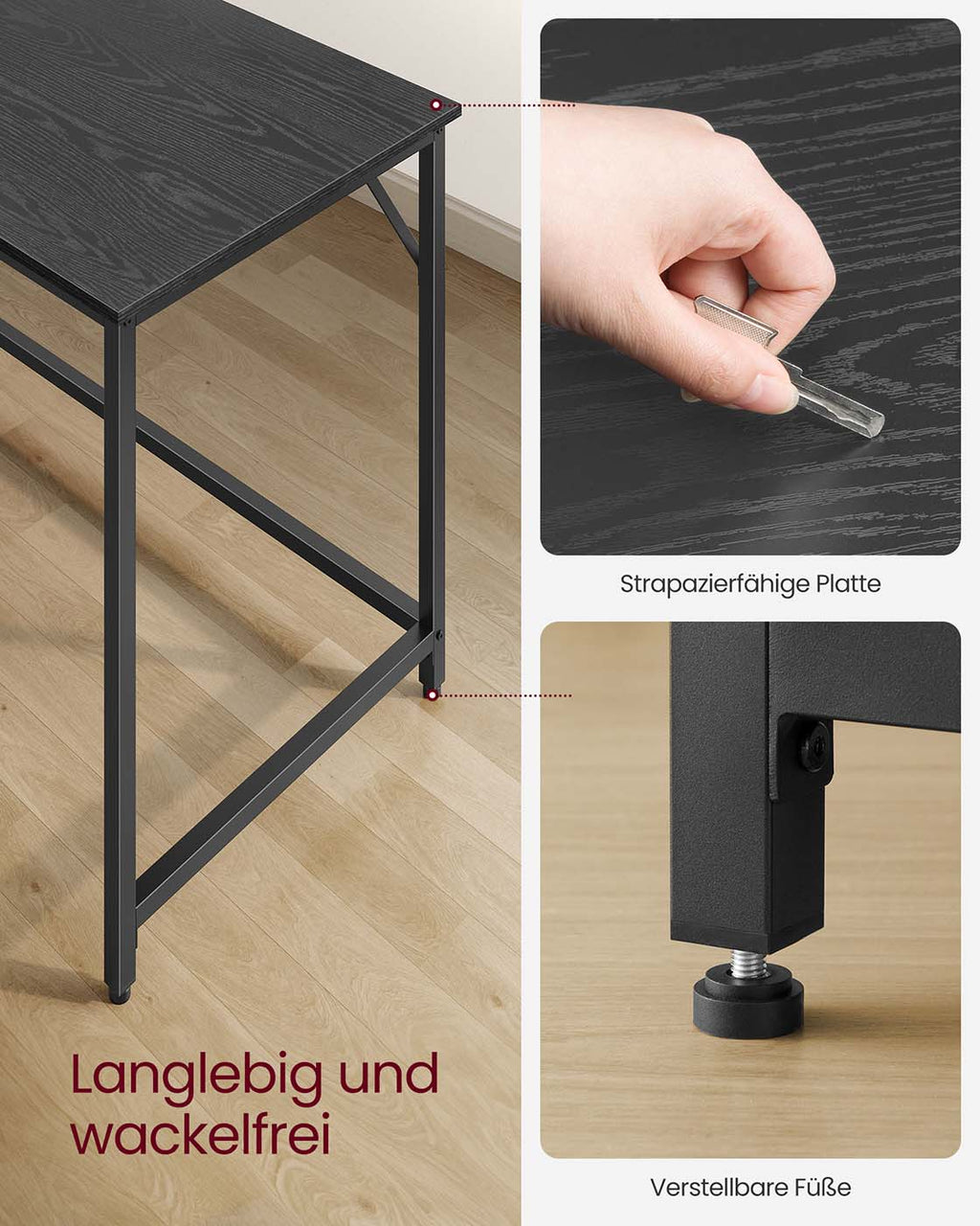 Schreibtisch 60 x 135 x 76 cm ebenholzschwarz-tintenschwarz