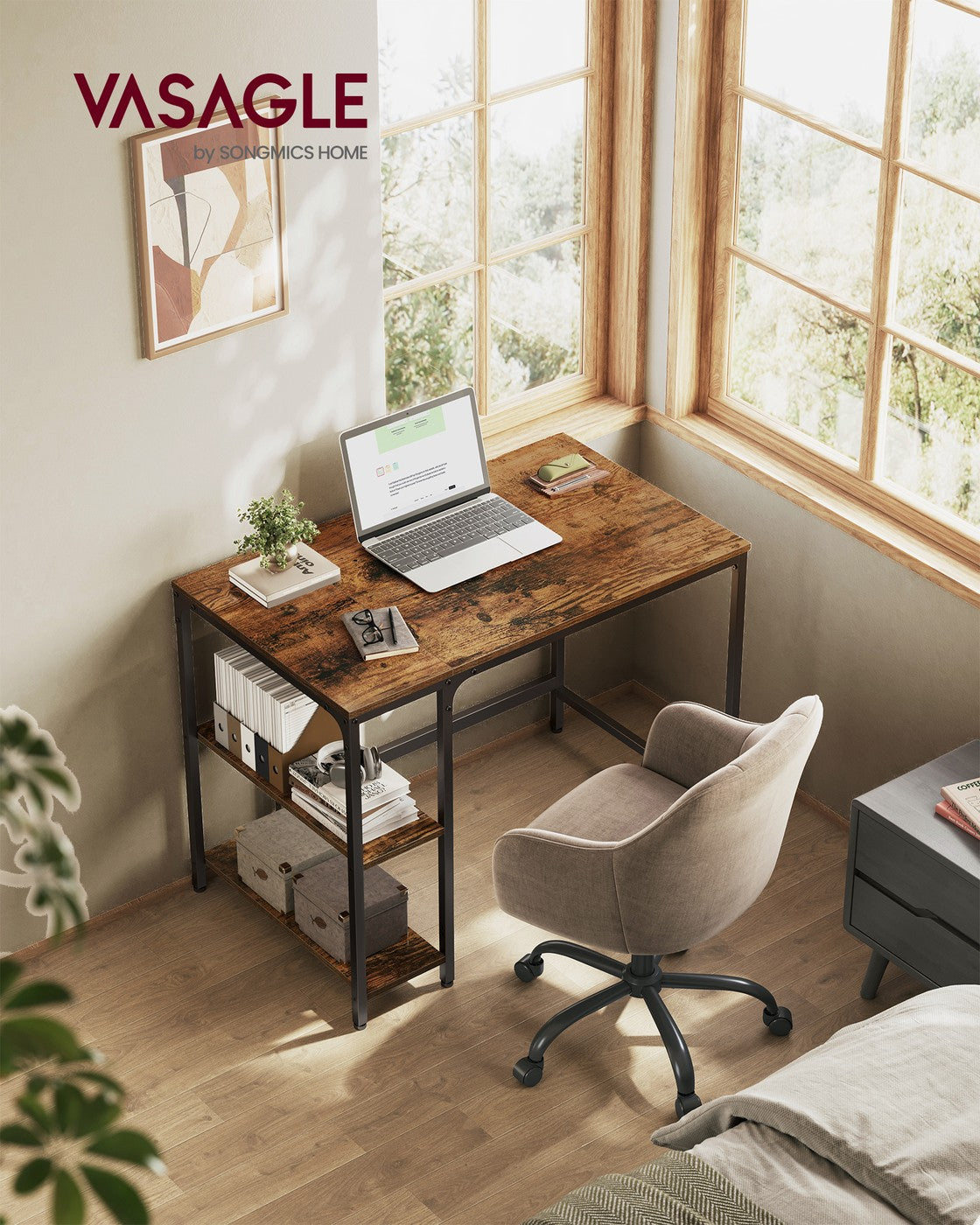 Computertisch Bürotisch 100 × 50 × 76 cm vintagebraun-schwarz