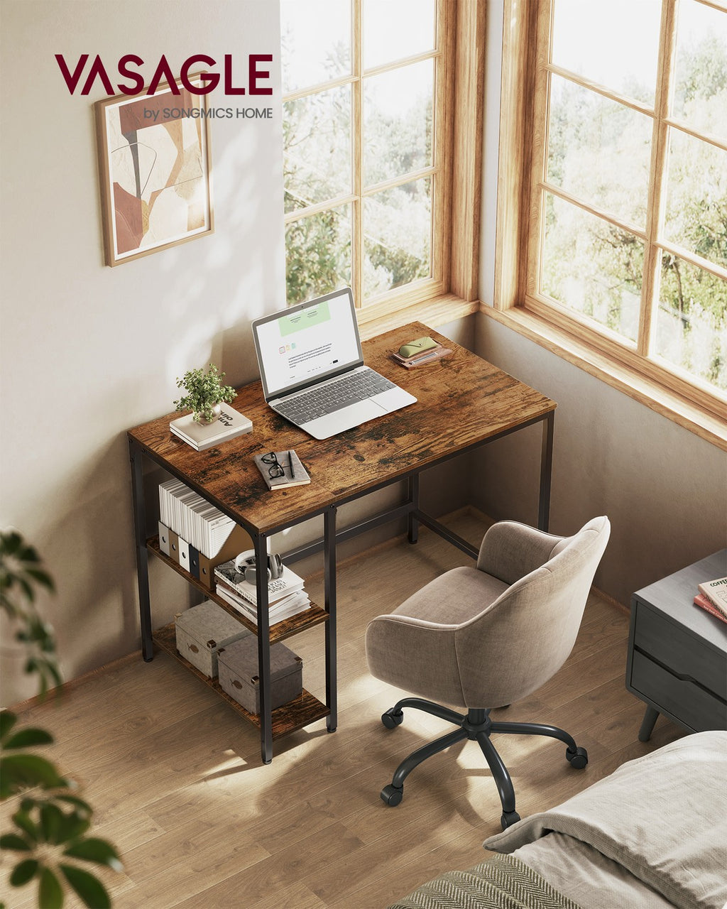 Computertisch Bürotisch 100 × 50 × 76 cm vintagebraun-schwarz
