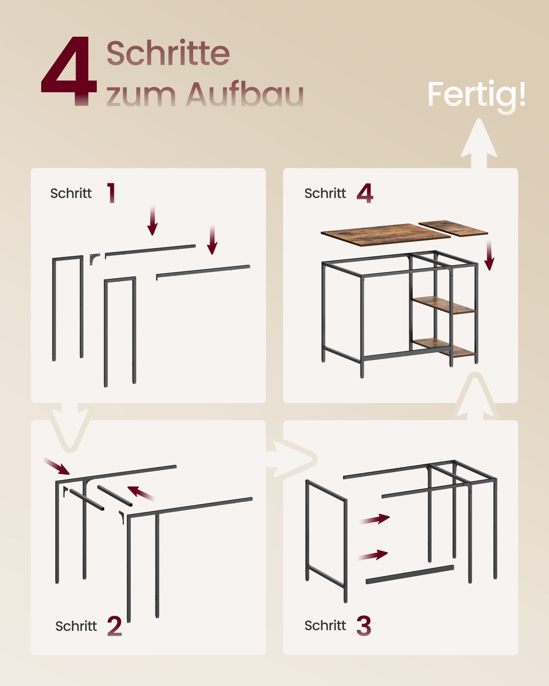 Computertisch Bürotisch 100 × 50 × 76 cm vintagebraun-schwarz