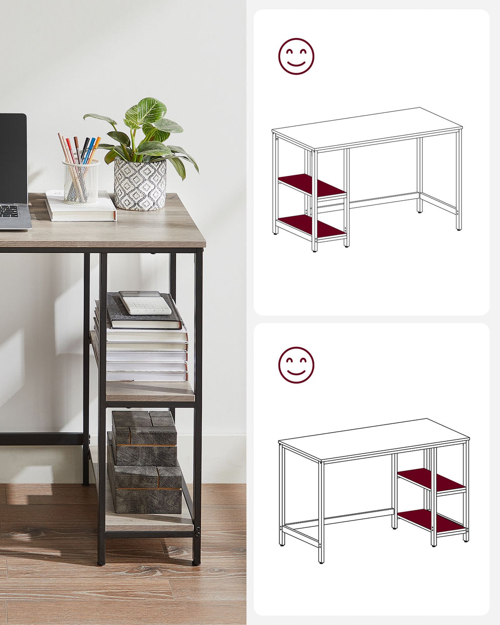 Industrie-Design Bürotisch mit 2 Ablagen