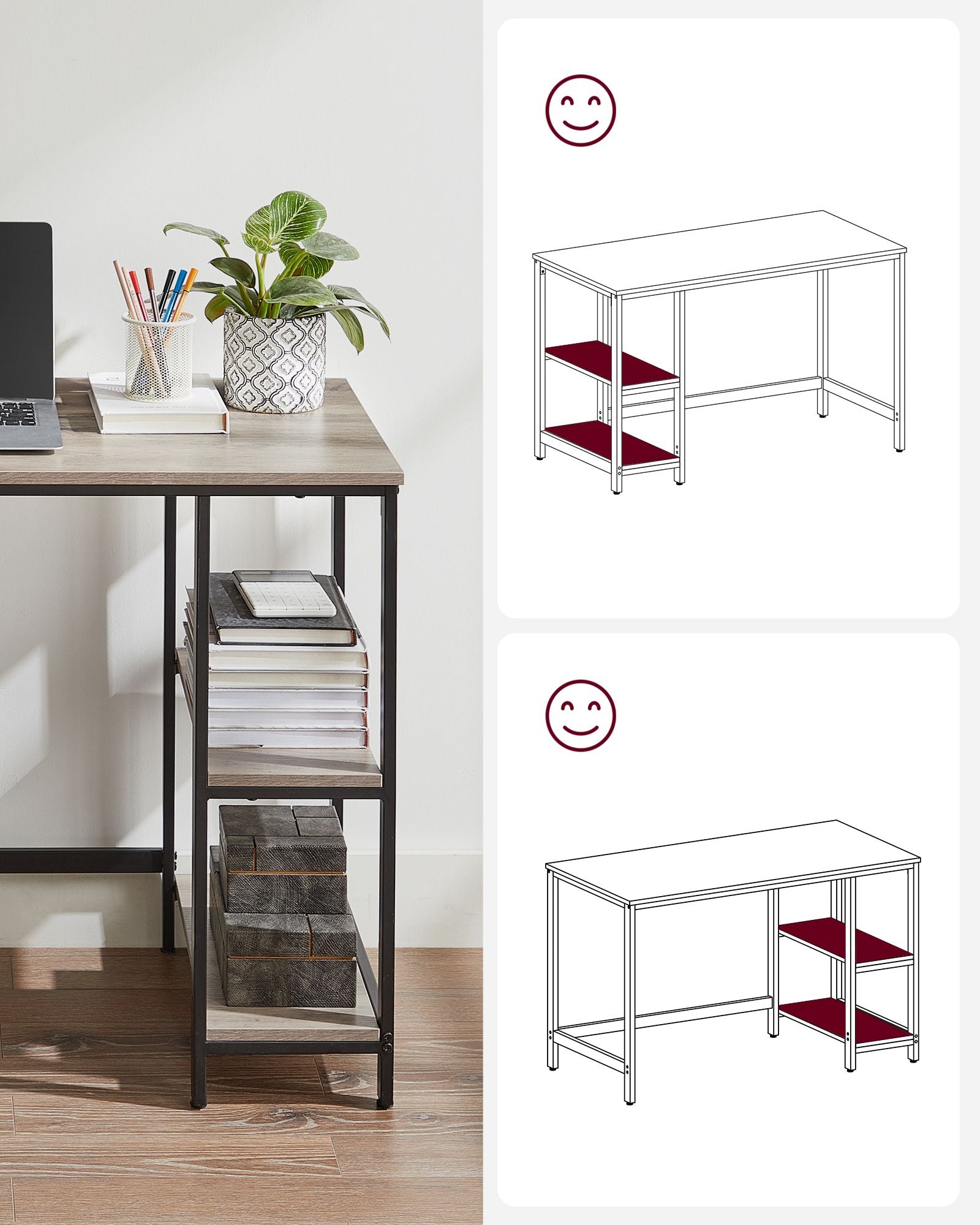 Industrie-Design Bürotisch mit 2 Ablagen