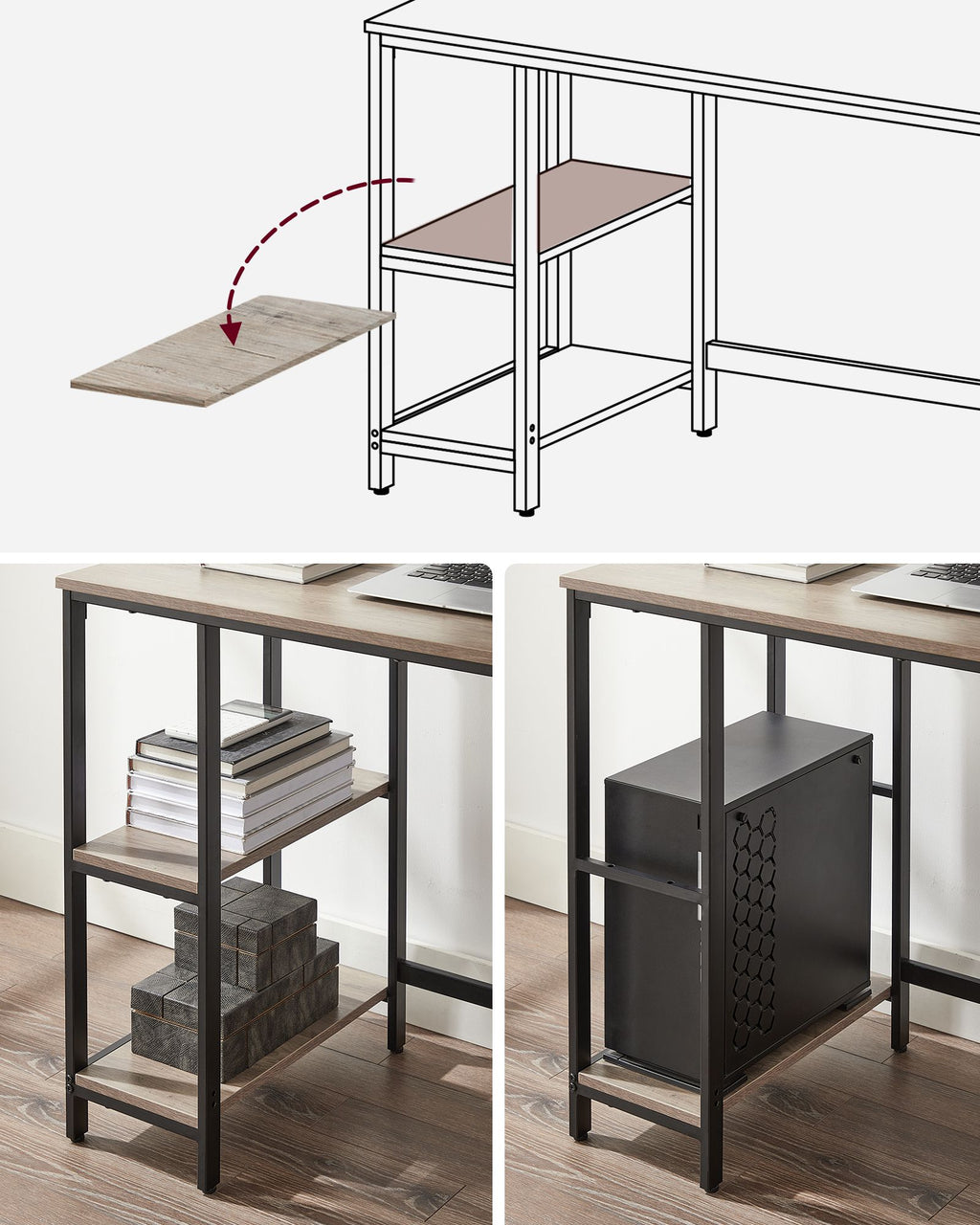 Industrie-Design Bürotisch mit 2 Ablagen