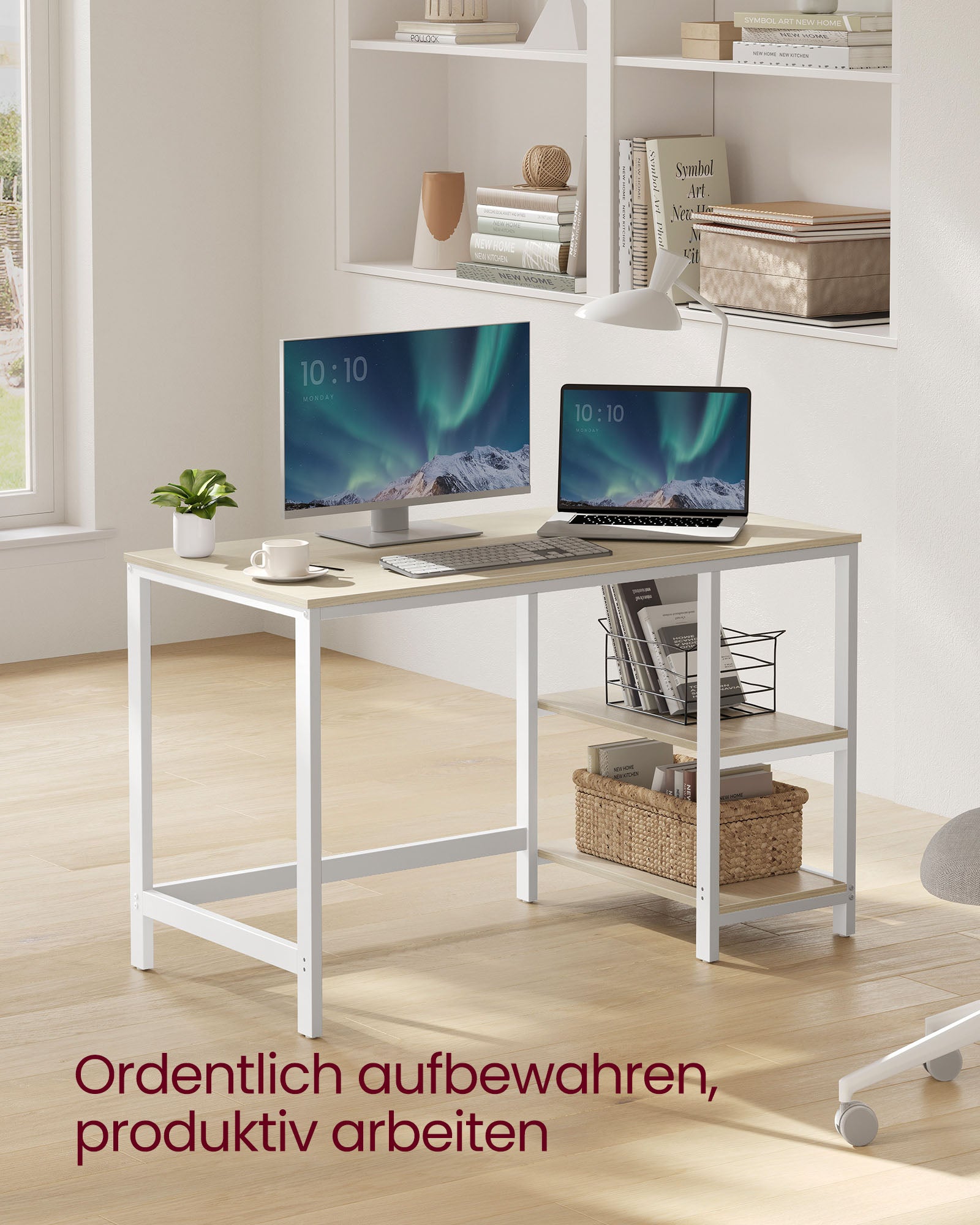 Schreibtisch mit 2 Ablagen auf der rechten oder linken Seite