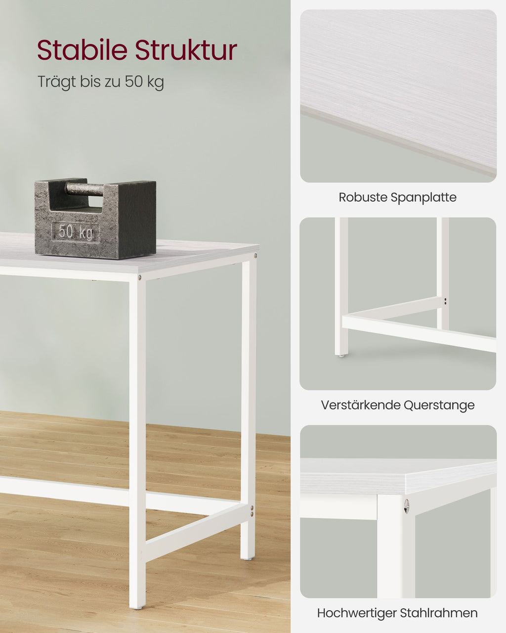 Schreibtisch mit 2 Ablagen modern ahornweiß