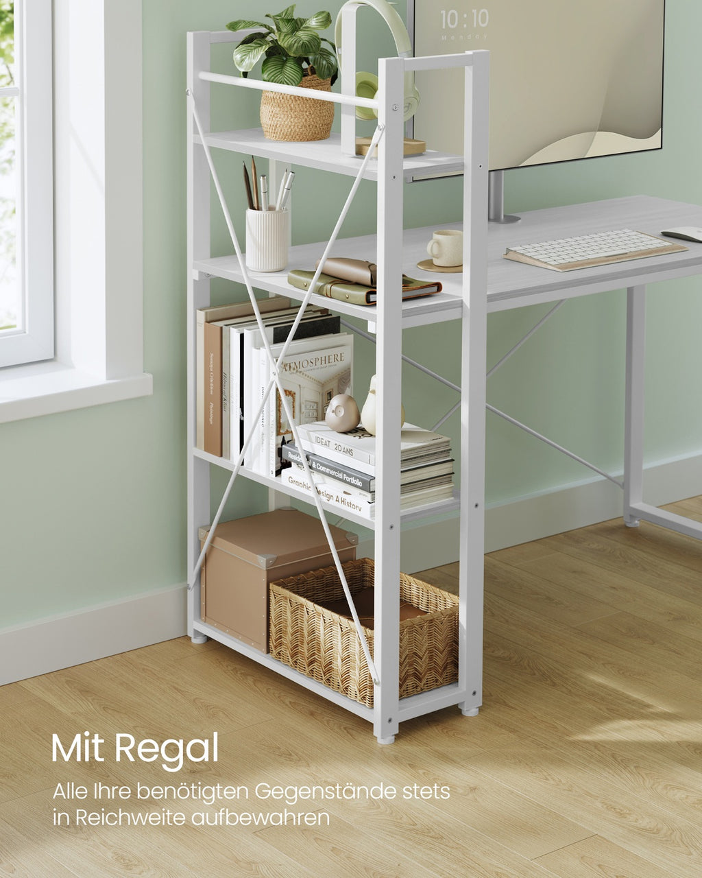 Schreibtisch mit Regalböden 120 cm breit ahornweiß