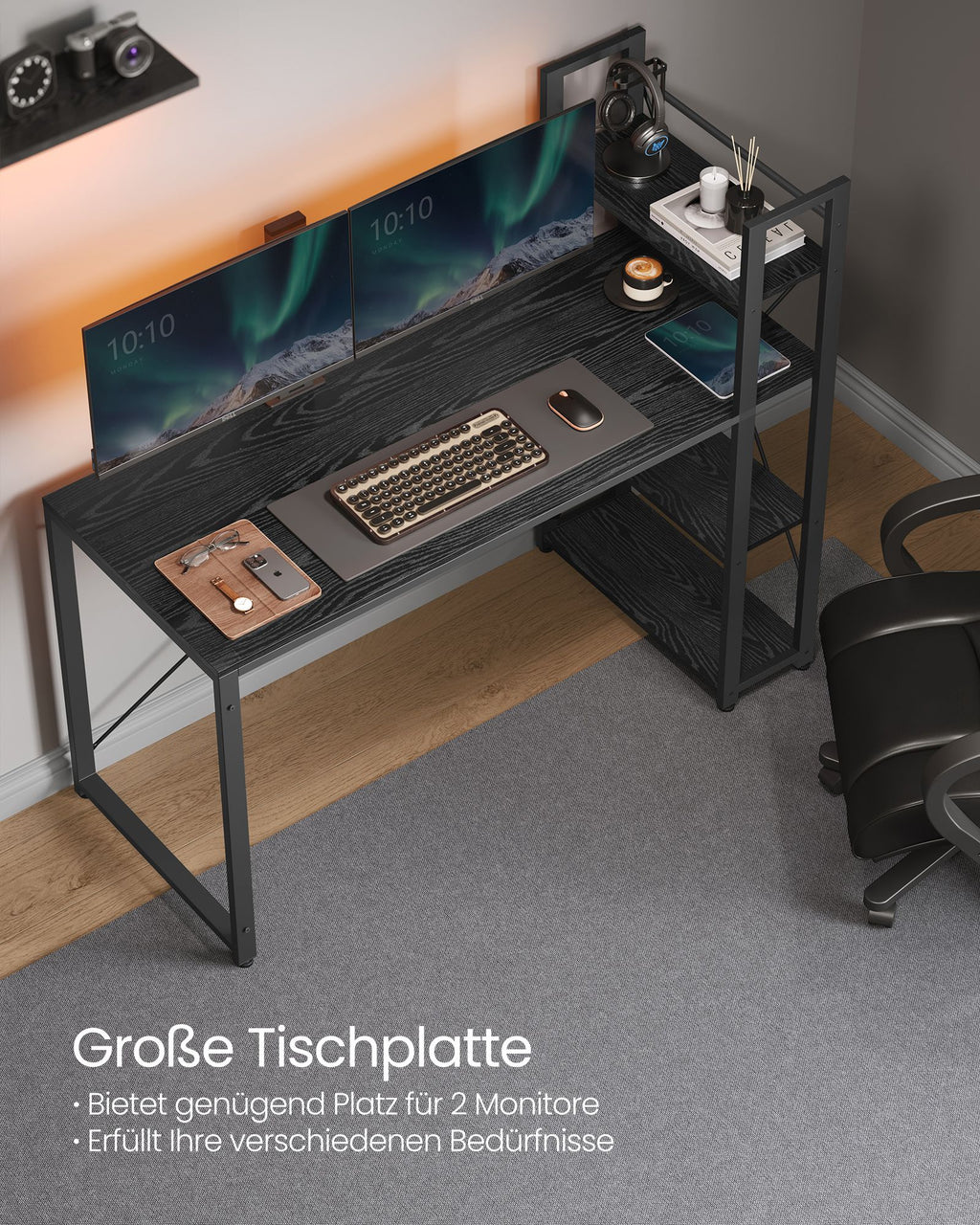 Computertisch mit Regalböden rechts oder Links