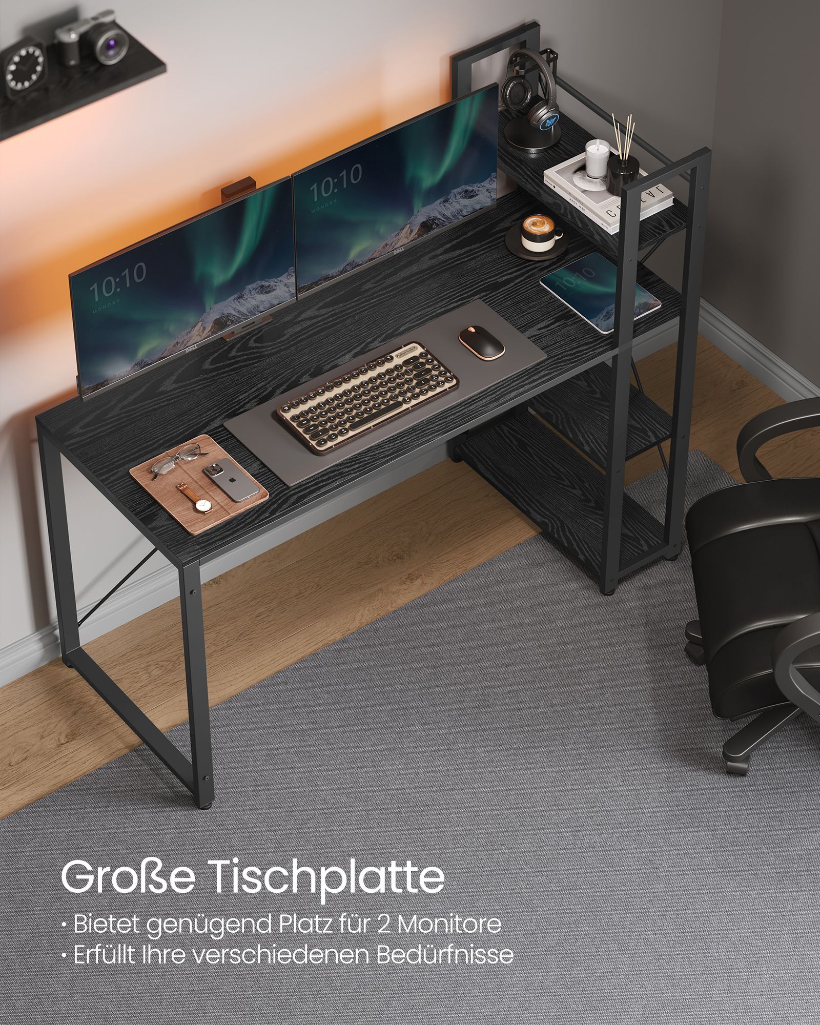 Computertisch mit Regalböden rechts oder Links