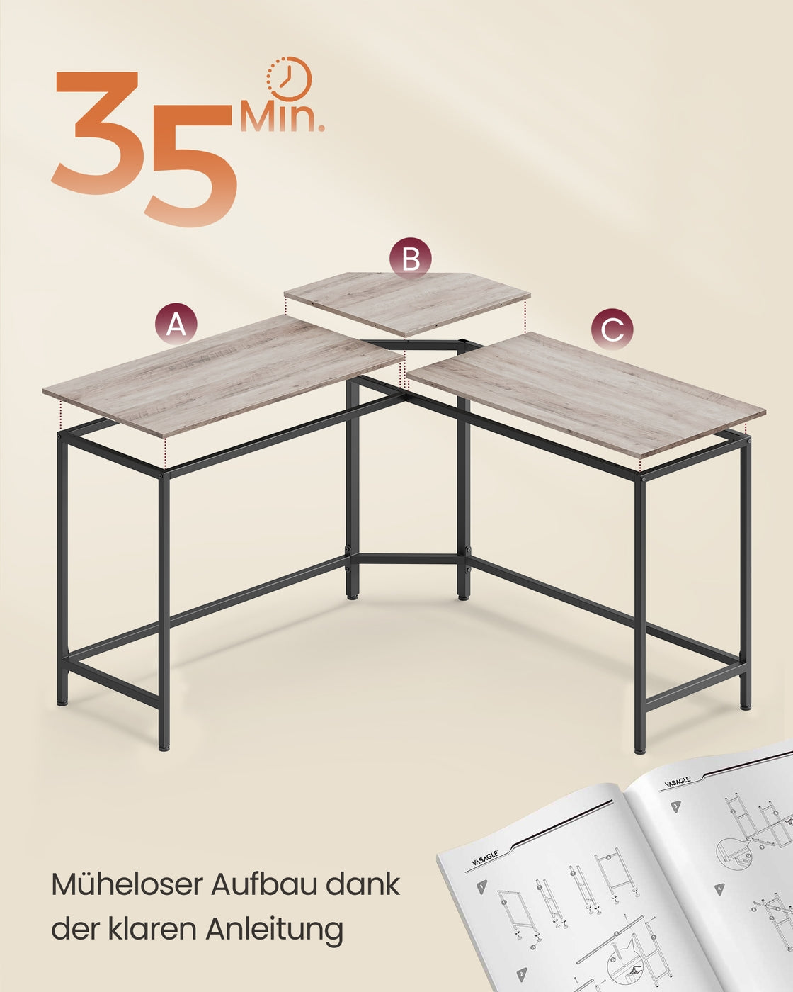 L-förmiger Computertisch
