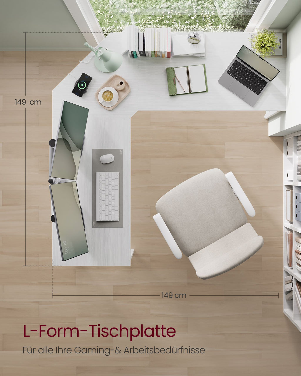 L-förmiger Schreibtisch 149 x 149 x 76 cm platzsparend