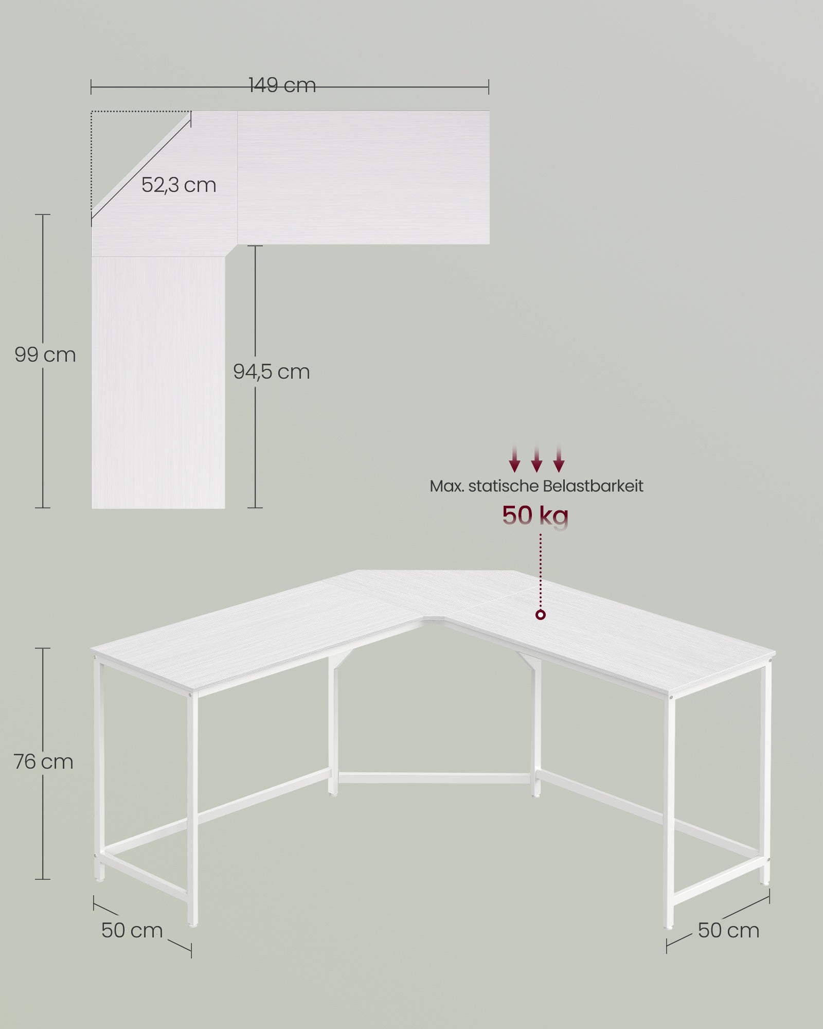 L-förmiger Schreibtisch 149 x 149 x 76 cm platzsparend