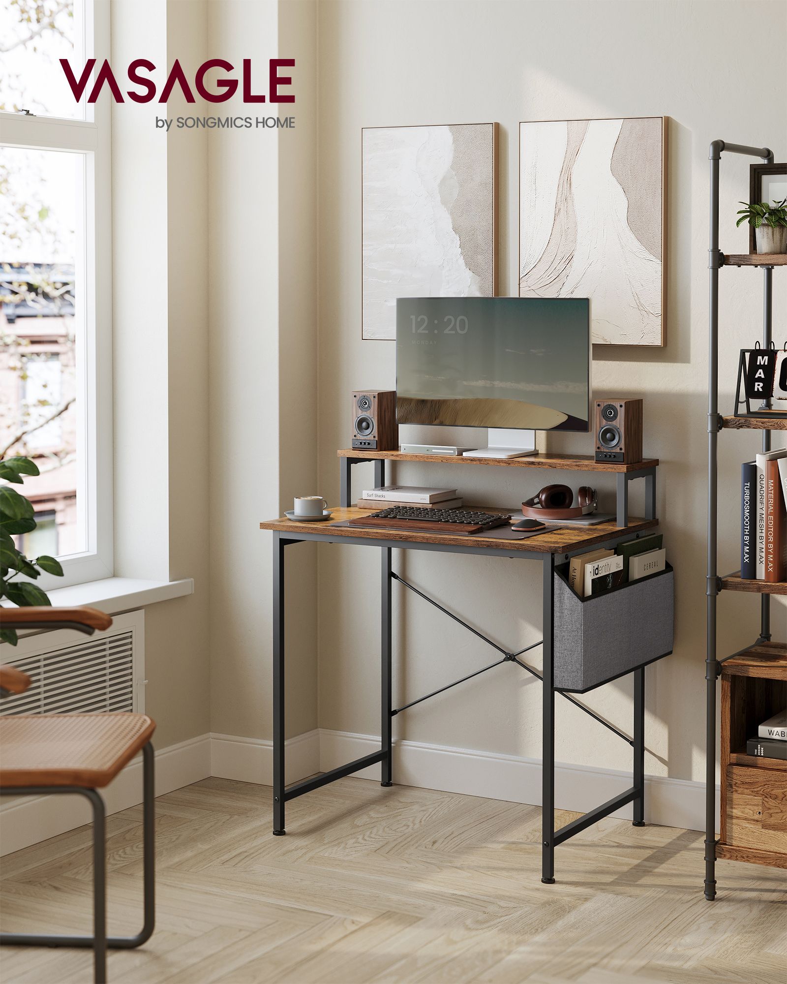Schreibtisch mit Monitorständer für Homeoffice 80 x 55 cm
